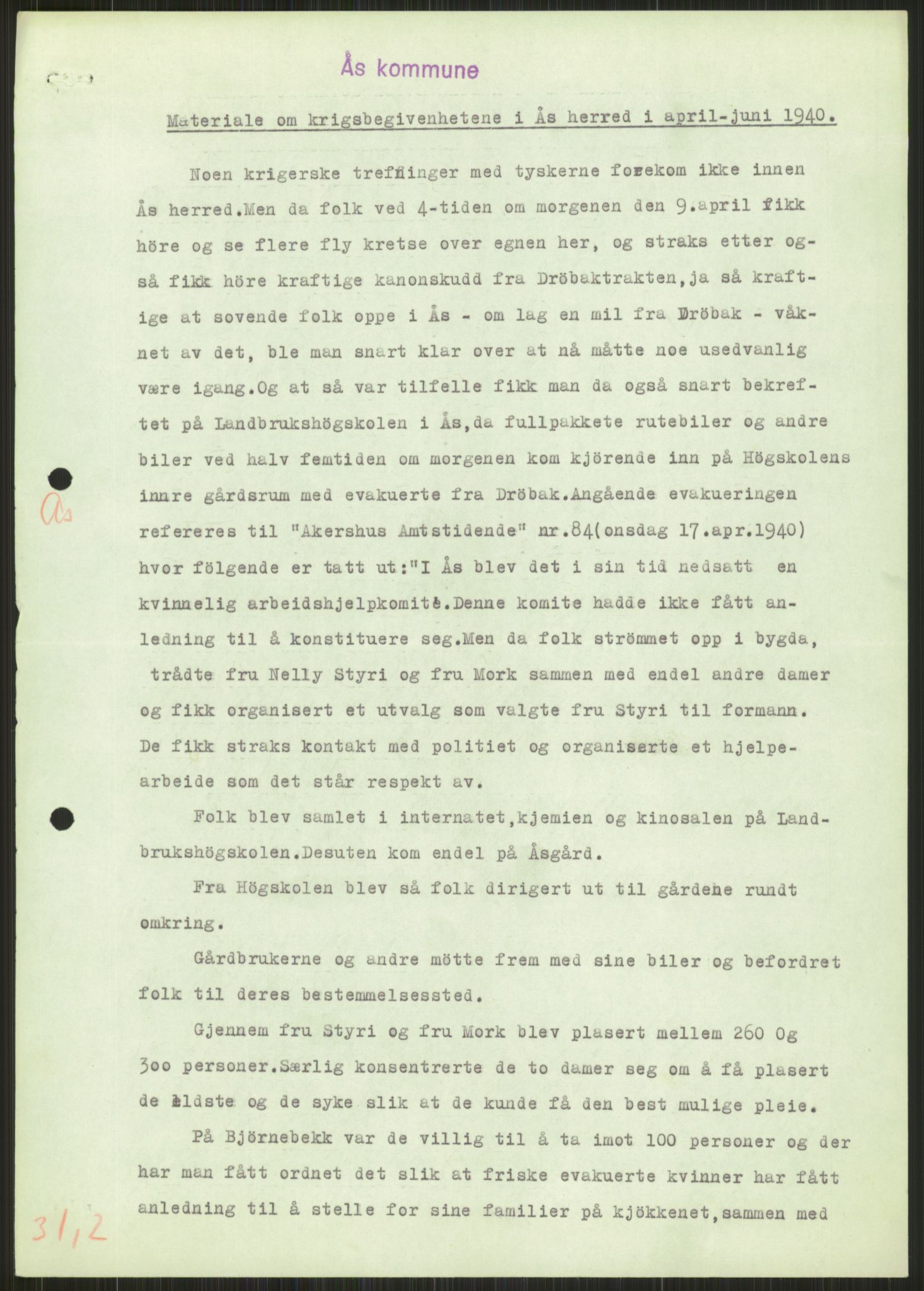 Forsvaret, Forsvarets krigshistoriske avdeling, AV/RA-RAFA-2017/Y/Ya/L0013: II-C-11-31 - Fylkesmenn.  Rapporter om krigsbegivenhetene 1940., 1940, s. 845