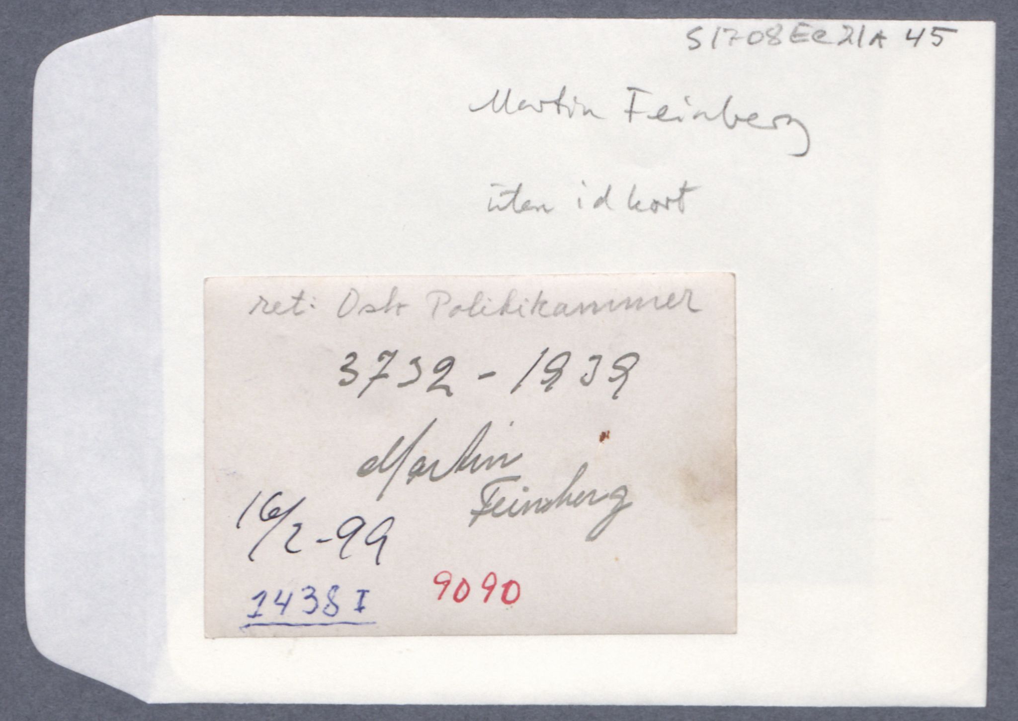 Sosialdepartementet, Våre Falne, RA/S-1708/E/Ee/L0021A: Fotografier av jøder på legitimasjonskort (1941-42), 1941-1942, s. 108