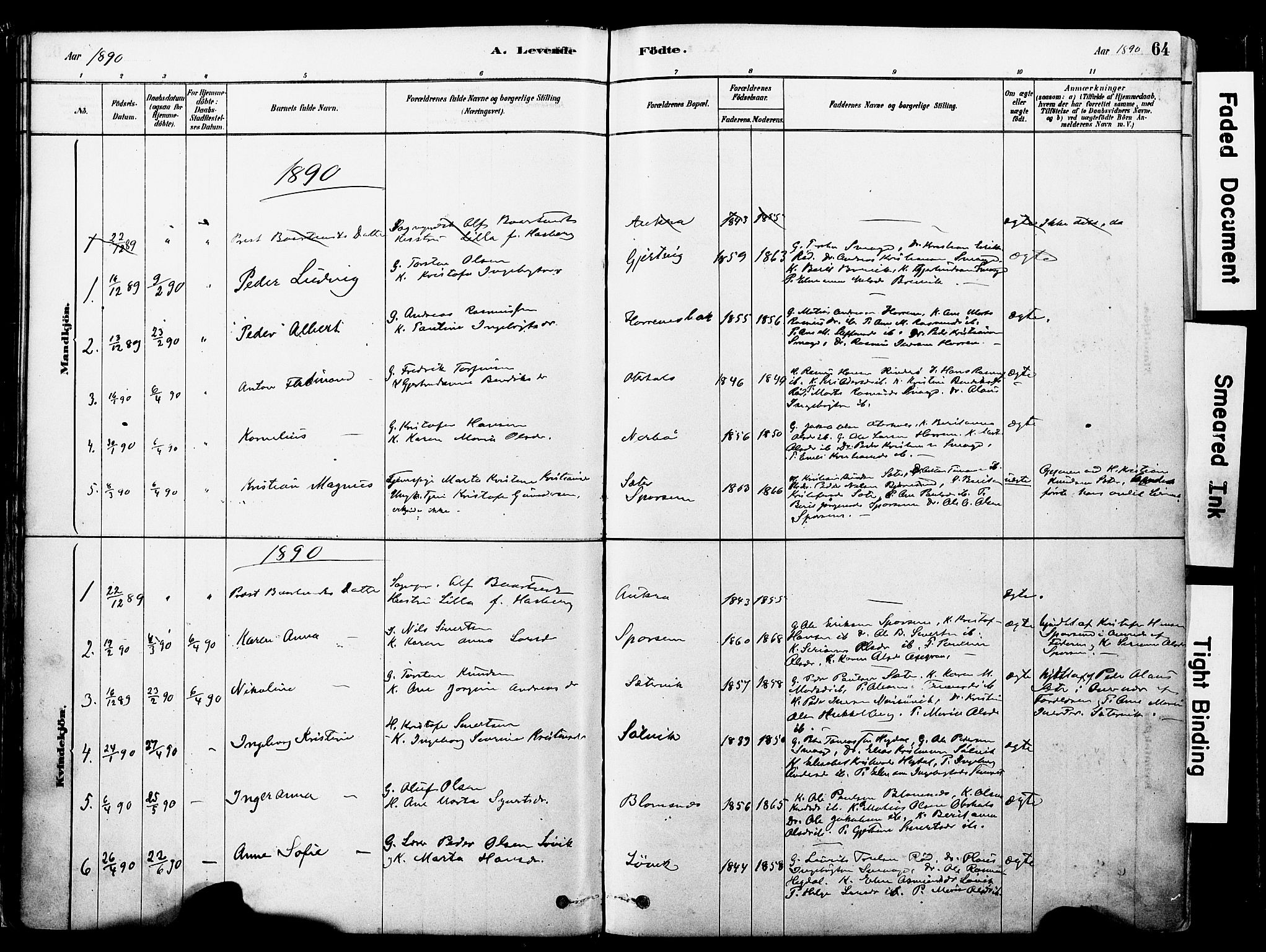 Ministerialprotokoller, klokkerbøker og fødselsregistre - Møre og Romsdal, SAT/A-1454/560/L0721: Ministerialbok nr. 560A05, 1878-1917, s. 64