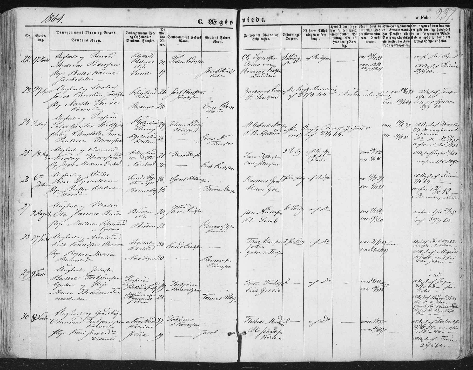 Hetland sokneprestkontor, AV/SAST-A-101826/30/30BA/L0002: Ministerialbok nr. A 2, 1849-1869, s. 237