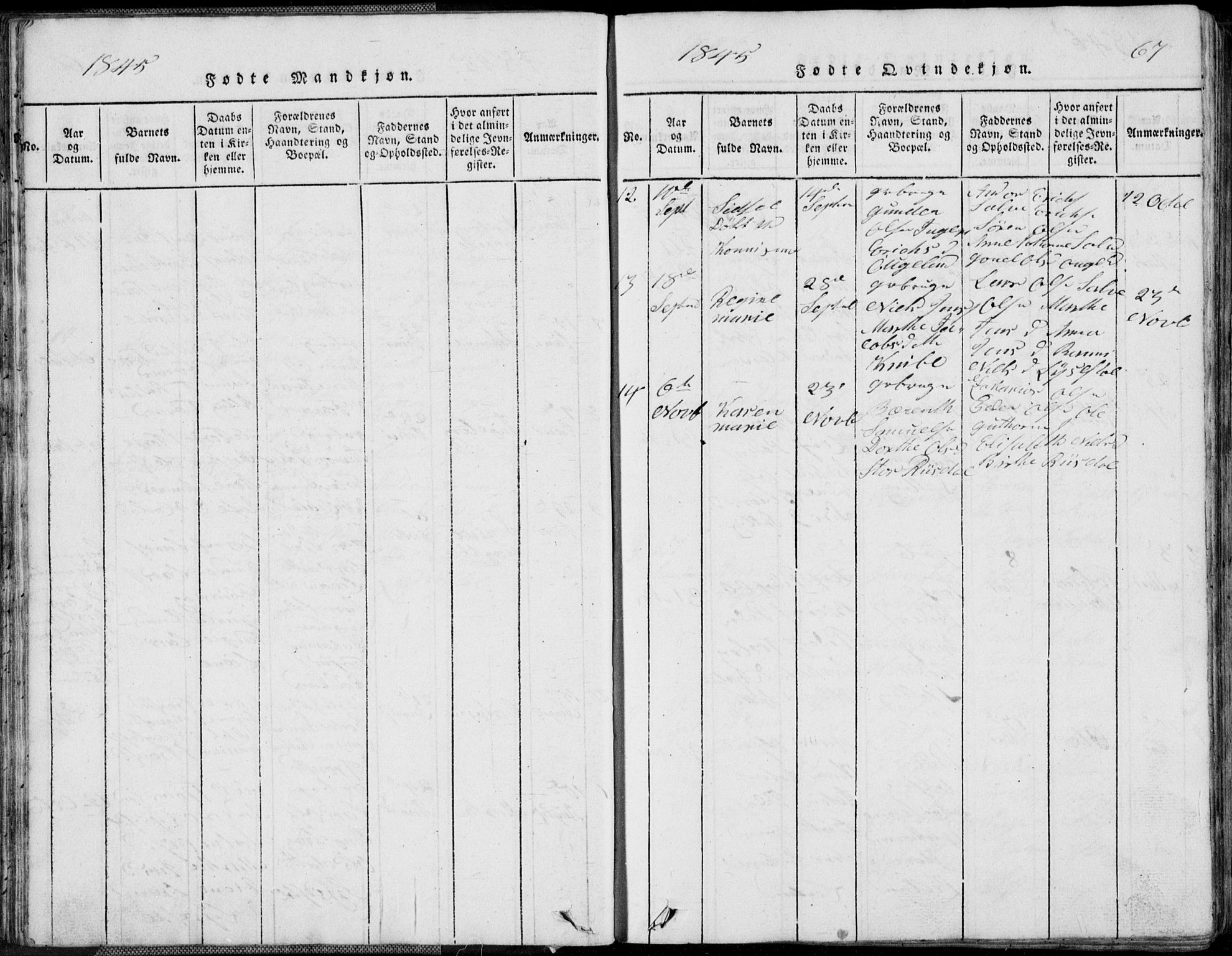 Nord-Audnedal sokneprestkontor, AV/SAK-1111-0032/F/Fb/Fbb/L0001: Klokkerbok nr. B 1, 1816-1858, s. 67