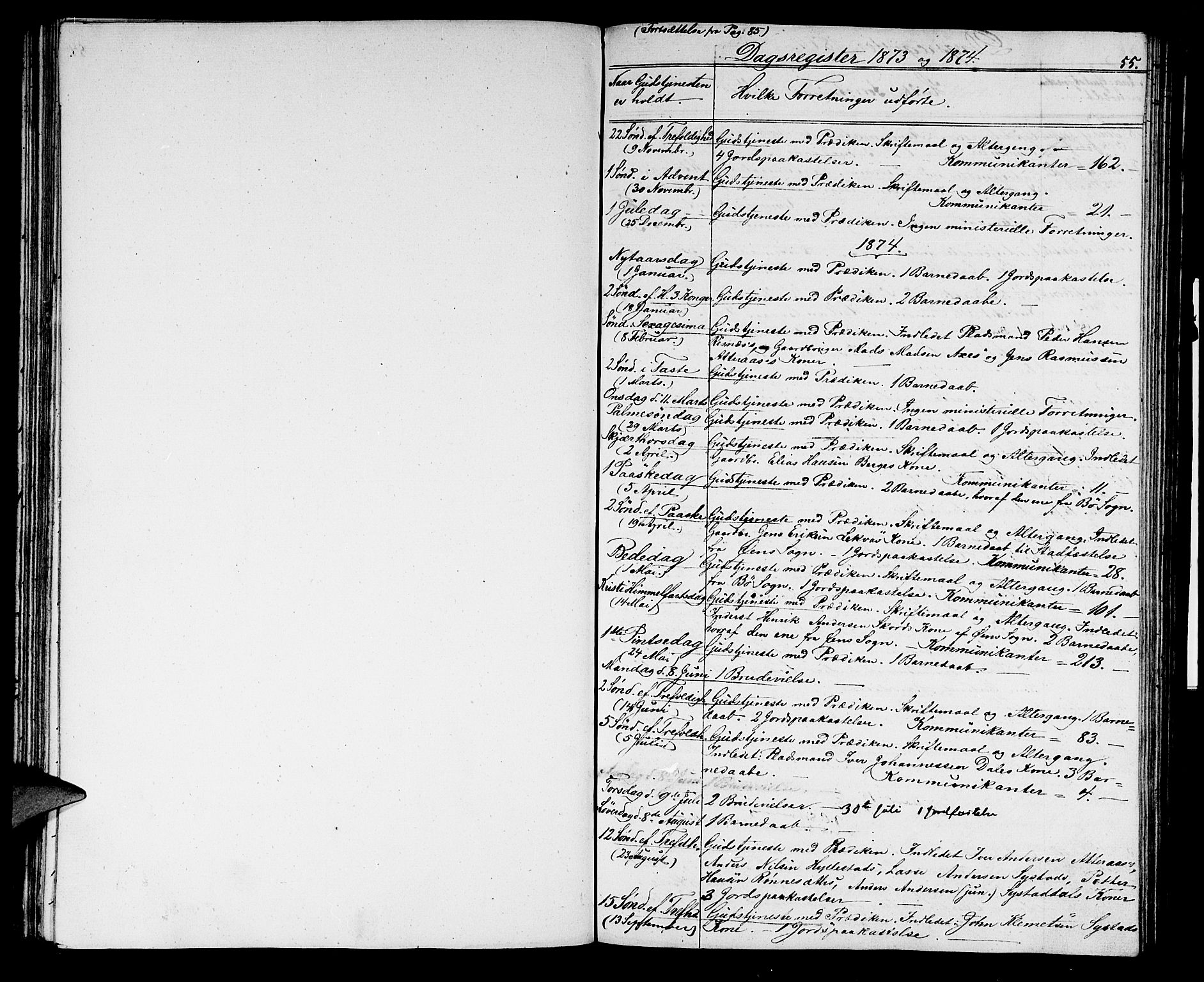 Hyllestad sokneprestembete, AV/SAB-A-80401: Klokkerbok nr. A 1, 1853-1875, s. 55