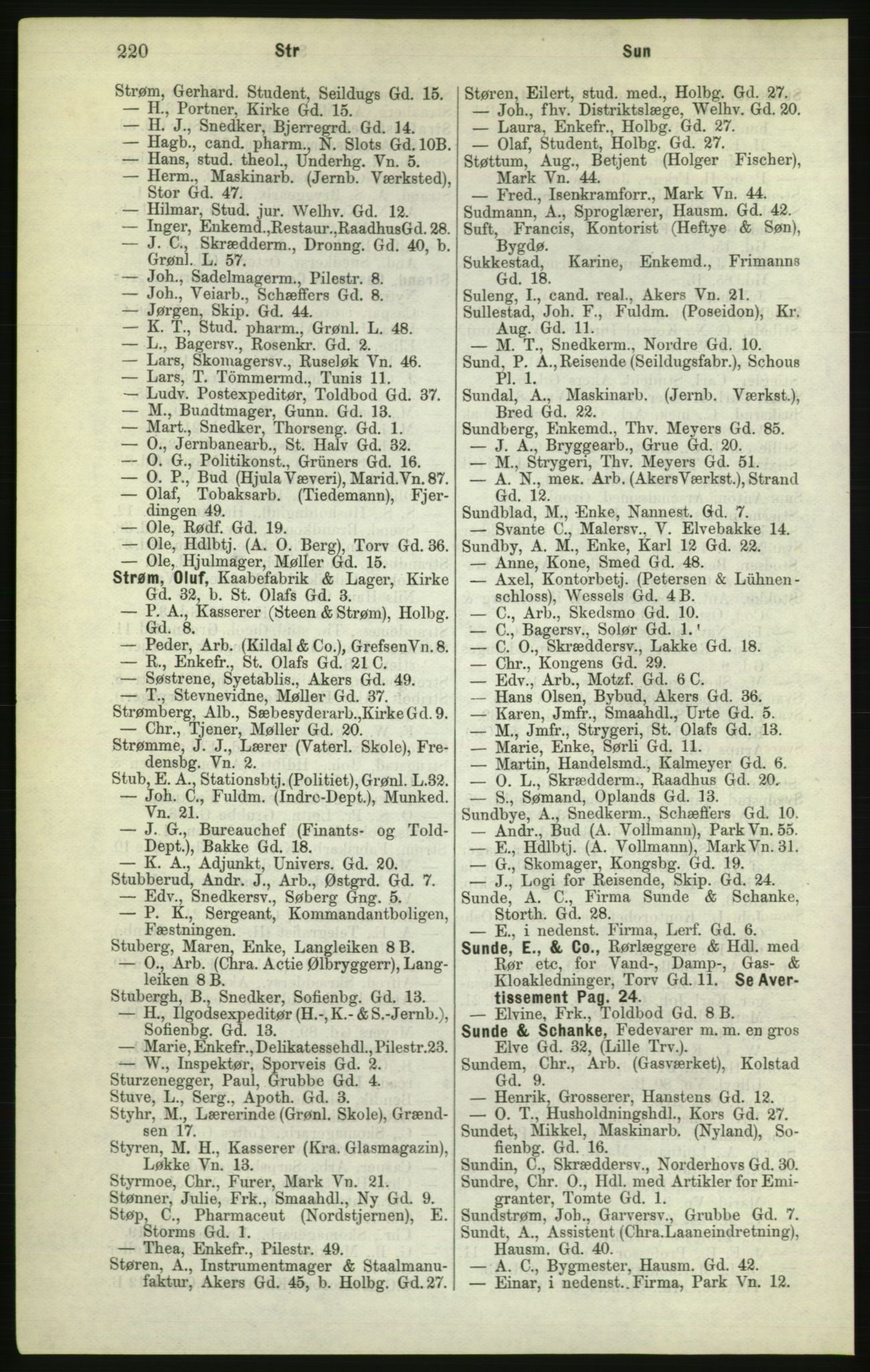 Kristiania/Oslo adressebok, PUBL/-, 1882, s. 220