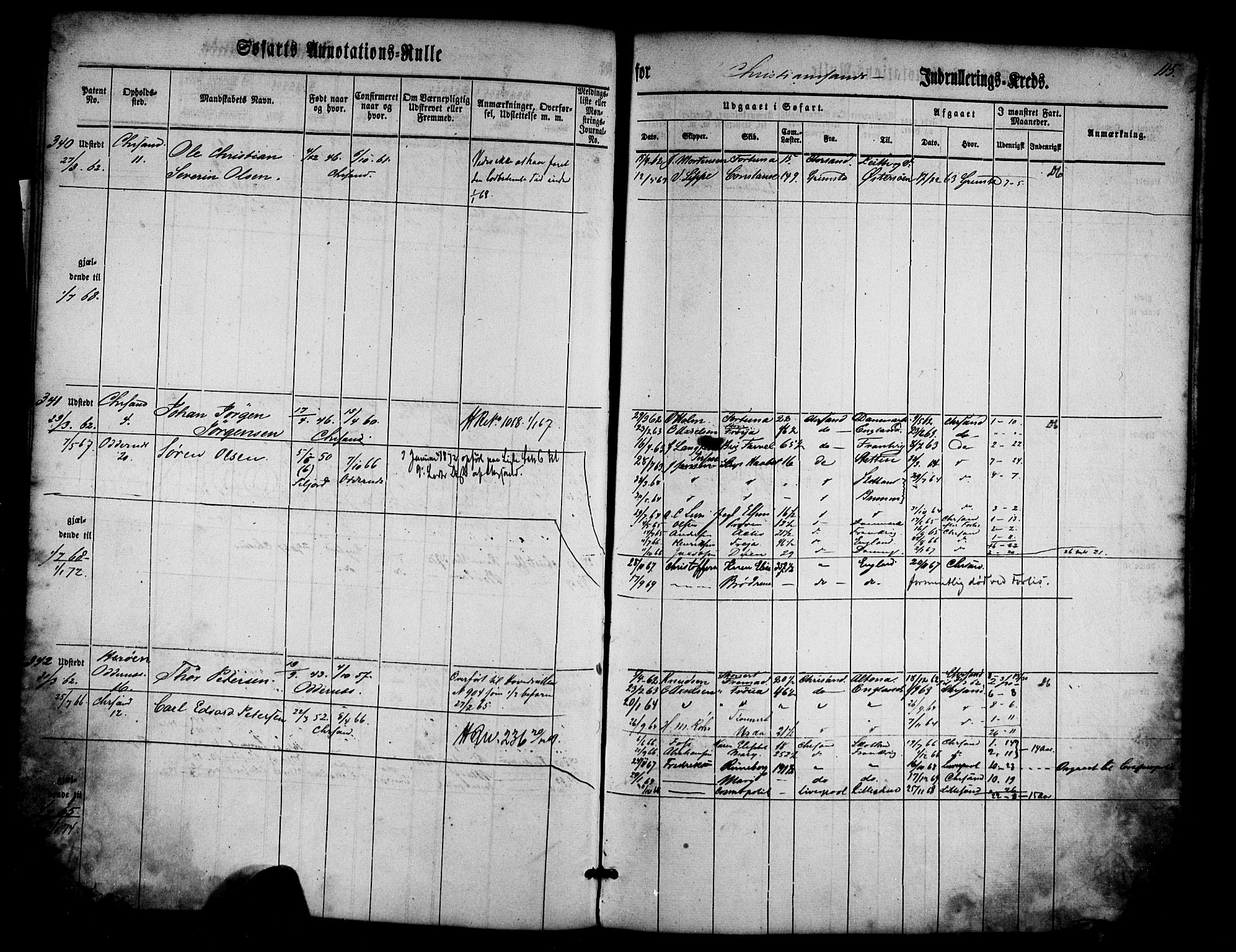 Kristiansand mønstringskrets, AV/SAK-2031-0015/F/Fa/L0012: Annotasjonsrulle nr 1-507b med register, X-5, 1860-1908, s. 136