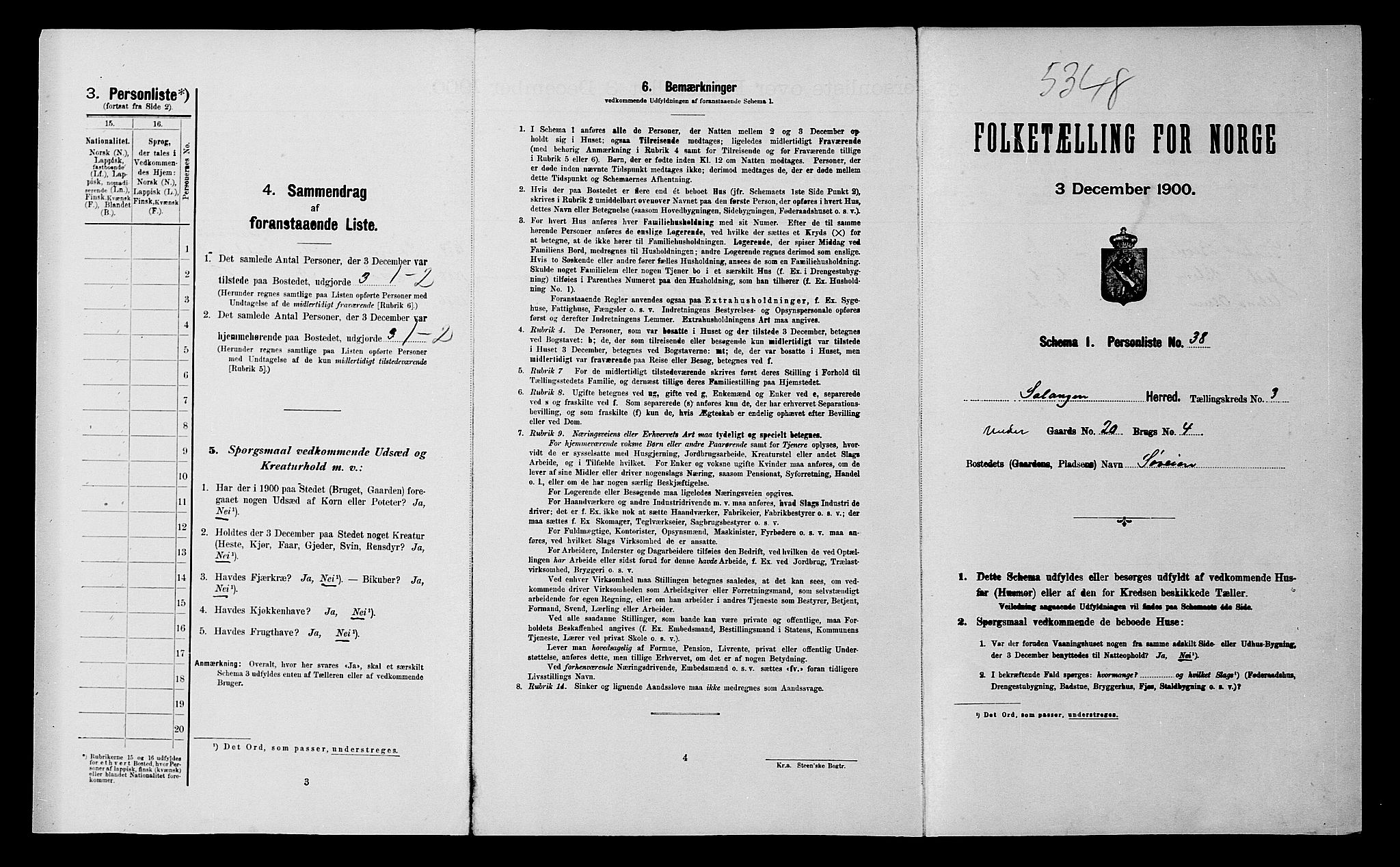SATØ, Folketelling 1900 for 1921 Salangen herred, 1900, s. 309