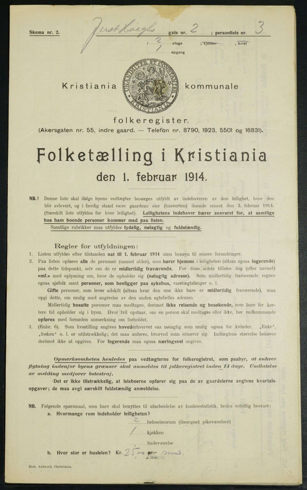 OBA, Kommunal folketelling 1.2.1914 for Kristiania, 1914, s. 47605