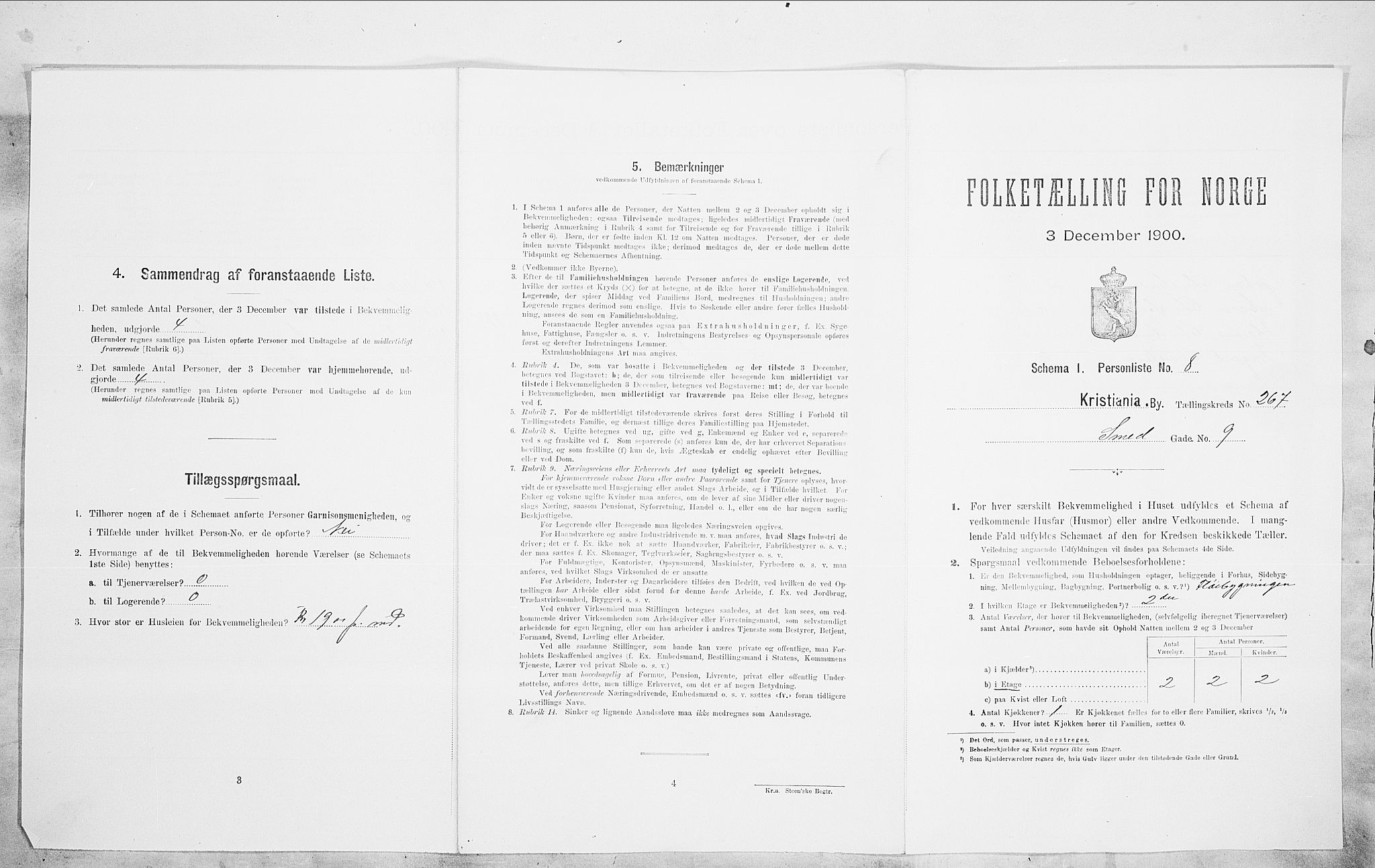 SAO, Folketelling 1900 for 0301 Kristiania kjøpstad, 1900, s. 86718