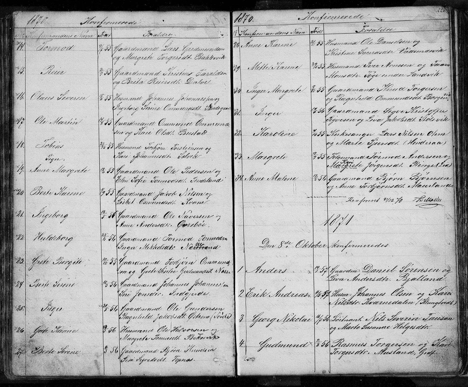 Nedstrand sokneprestkontor, AV/SAST-A-101841/01/V: Klokkerbok nr. B 3, 1848-1933, s. 226