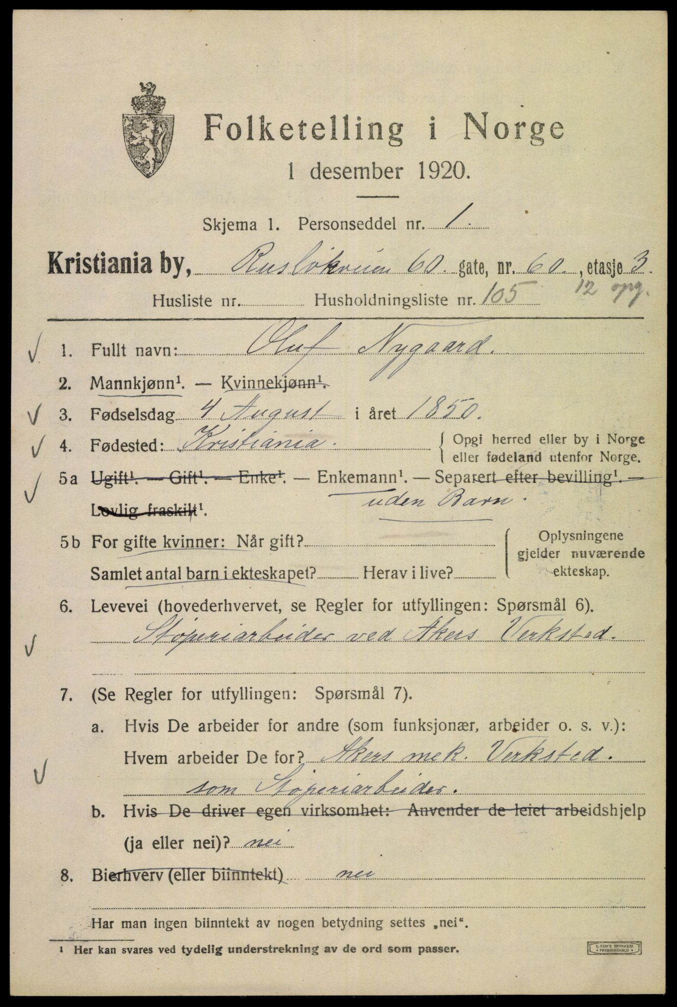 SAO, Folketelling 1920 for 0301 Kristiania kjøpstad, 1920, s. 473339