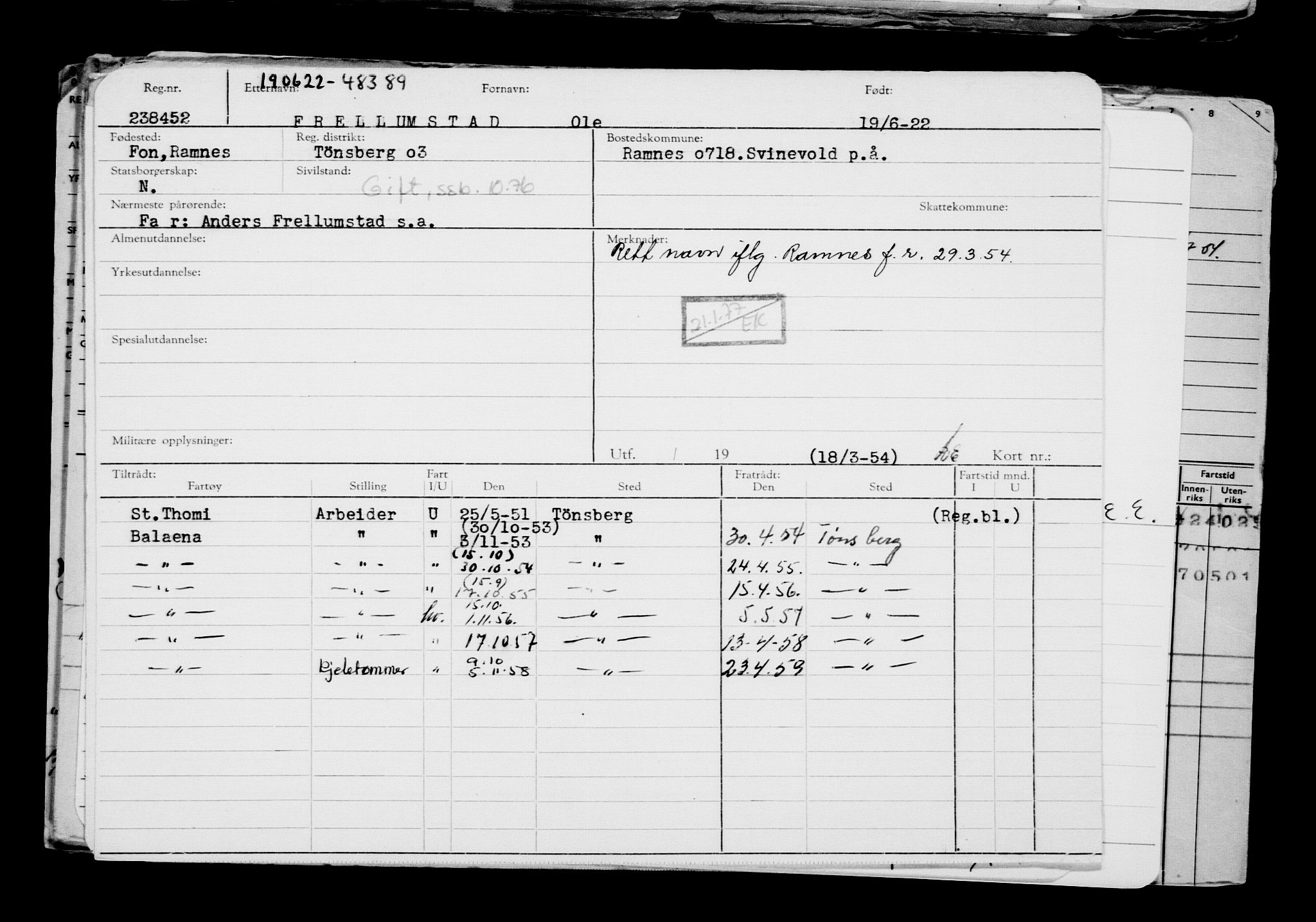 Direktoratet for sjømenn, AV/RA-S-3545/G/Gb/L0207: Hovedkort, 1922, s. 619