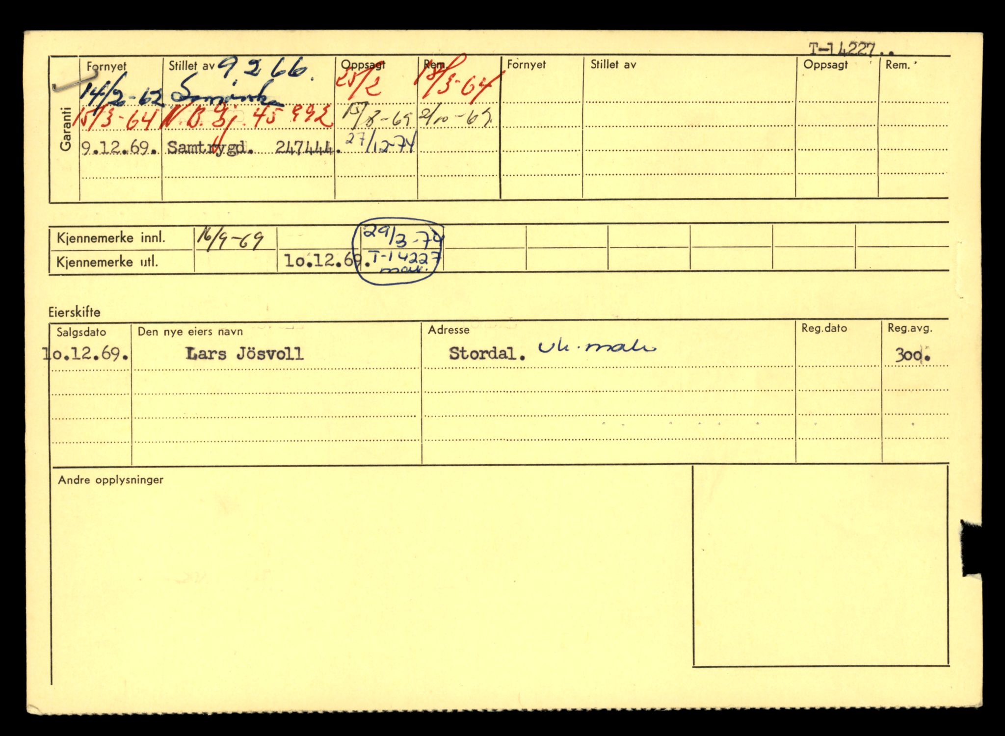 Møre og Romsdal vegkontor - Ålesund trafikkstasjon, AV/SAT-A-4099/F/Fe/L0044: Registreringskort for kjøretøy T 14205 - T 14319, 1927-1998, s. 661