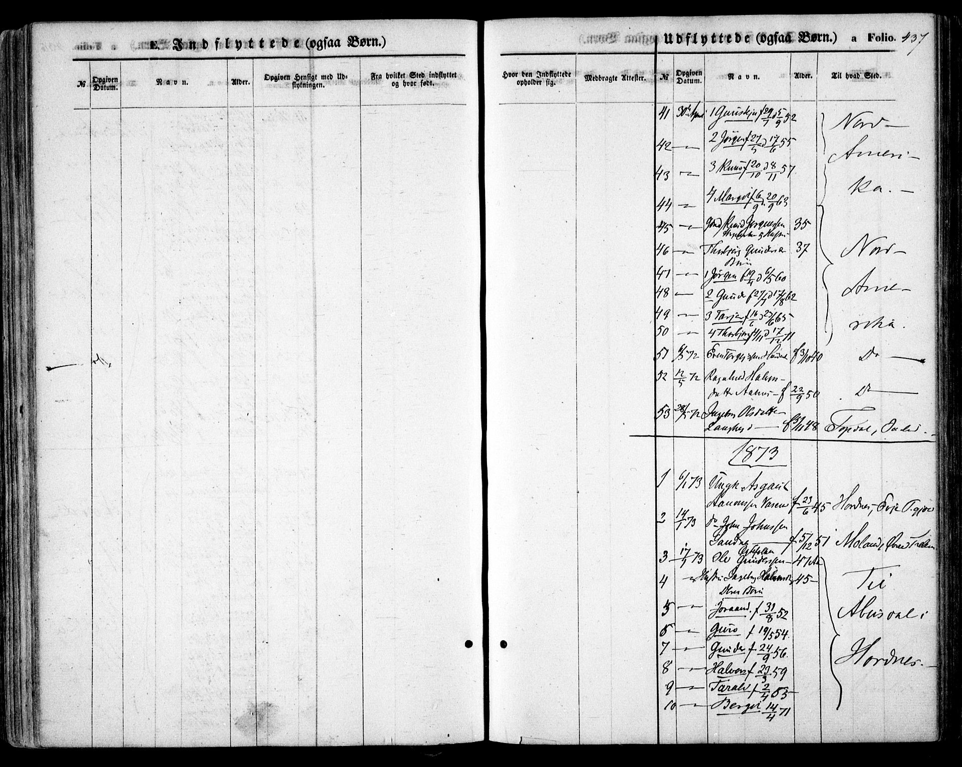 Bygland sokneprestkontor, SAK/1111-0006/F/Fa/Fab/L0005: Ministerialbok nr. A 5, 1859-1873, s. 437