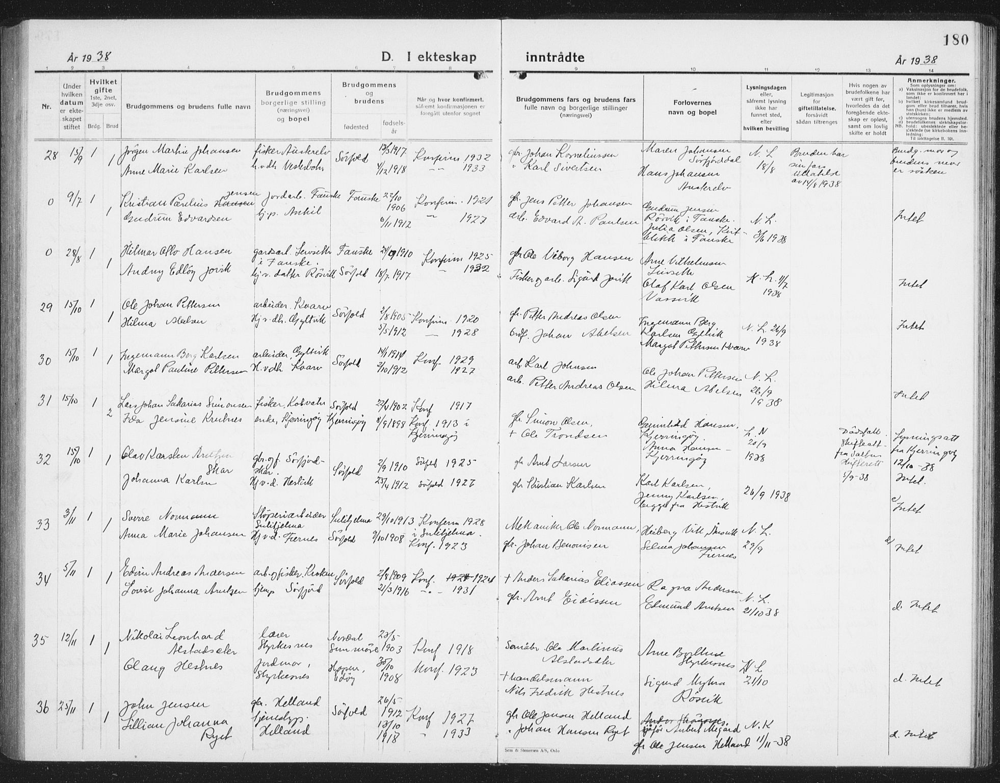 Ministerialprotokoller, klokkerbøker og fødselsregistre - Nordland, AV/SAT-A-1459/854/L0788: Klokkerbok nr. 854C04, 1926-1940, s. 180