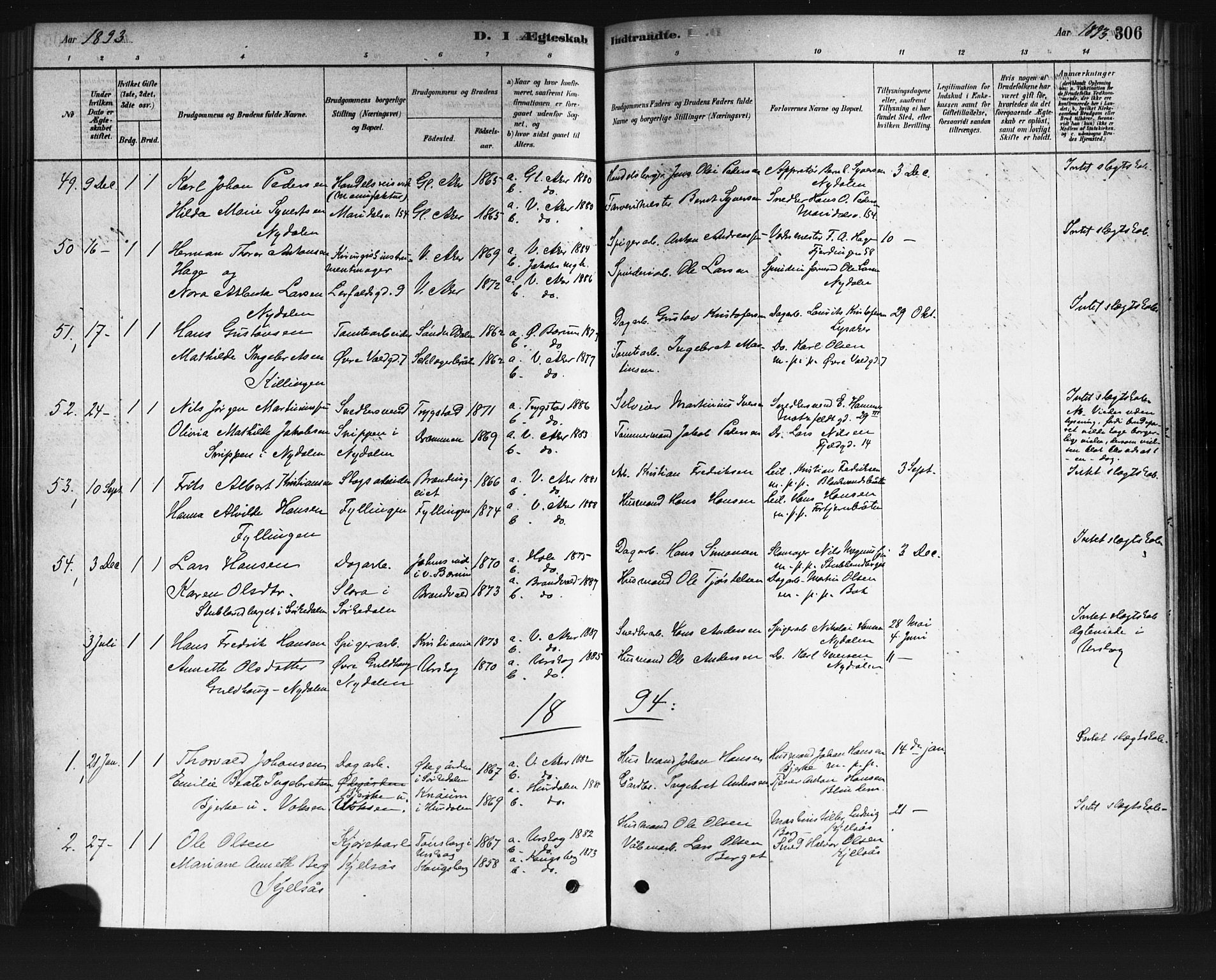 Vestre Aker prestekontor Kirkebøker, AV/SAO-A-10025/F/Fa/L0008: Ministerialbok nr. 8, 1878-1903, s. 306