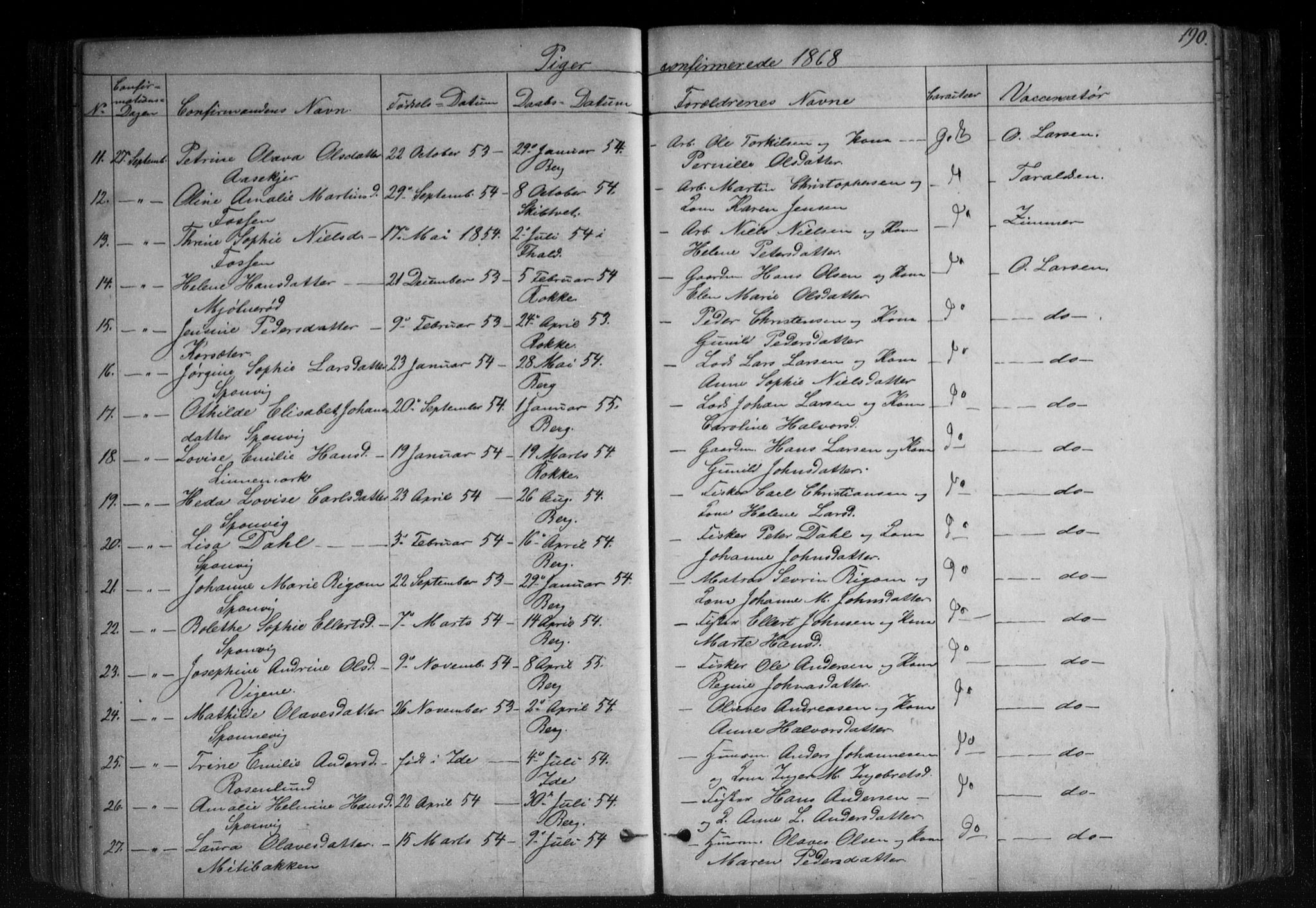 Berg prestekontor Kirkebøker, AV/SAO-A-10902/F/Fa/L0005: Ministerialbok nr. I 5, 1861-1877, s. 190