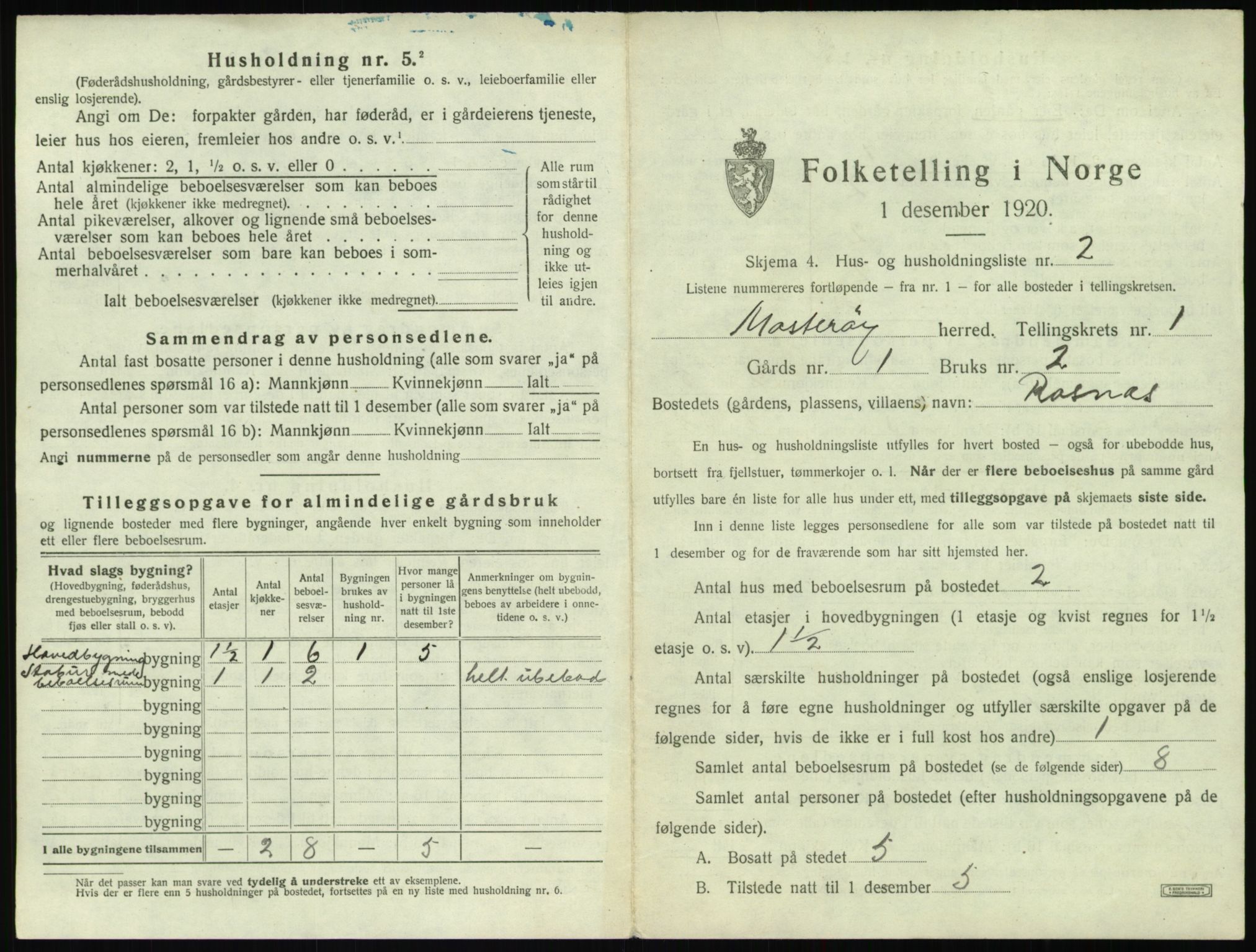 SAST, Folketelling 1920 for 1143 Mosterøy herred, 1920, s. 56