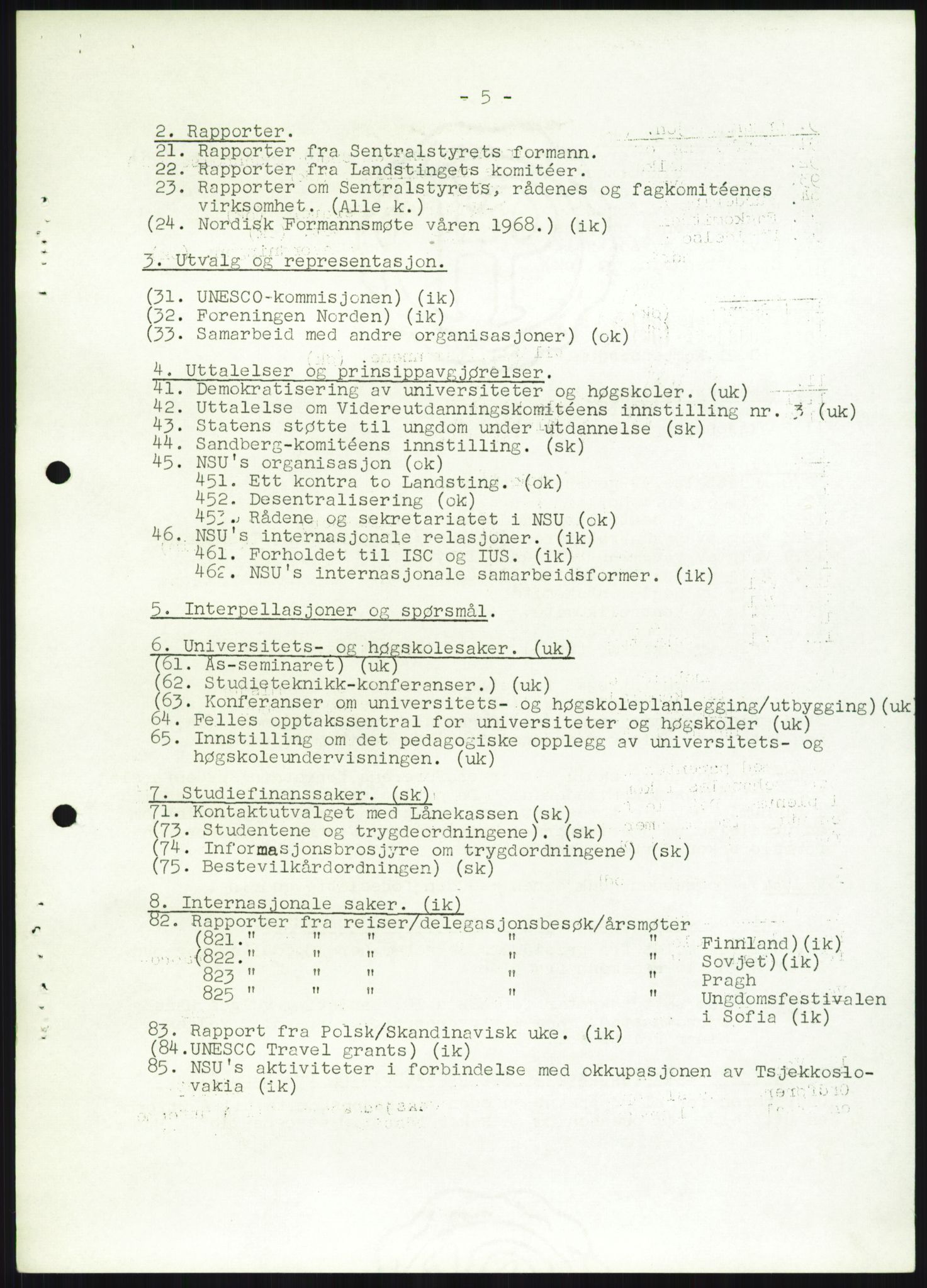 Norsk Studentunion, AV/RA-PA-0794/Fg/L0067: Landstinget, 1968-1979