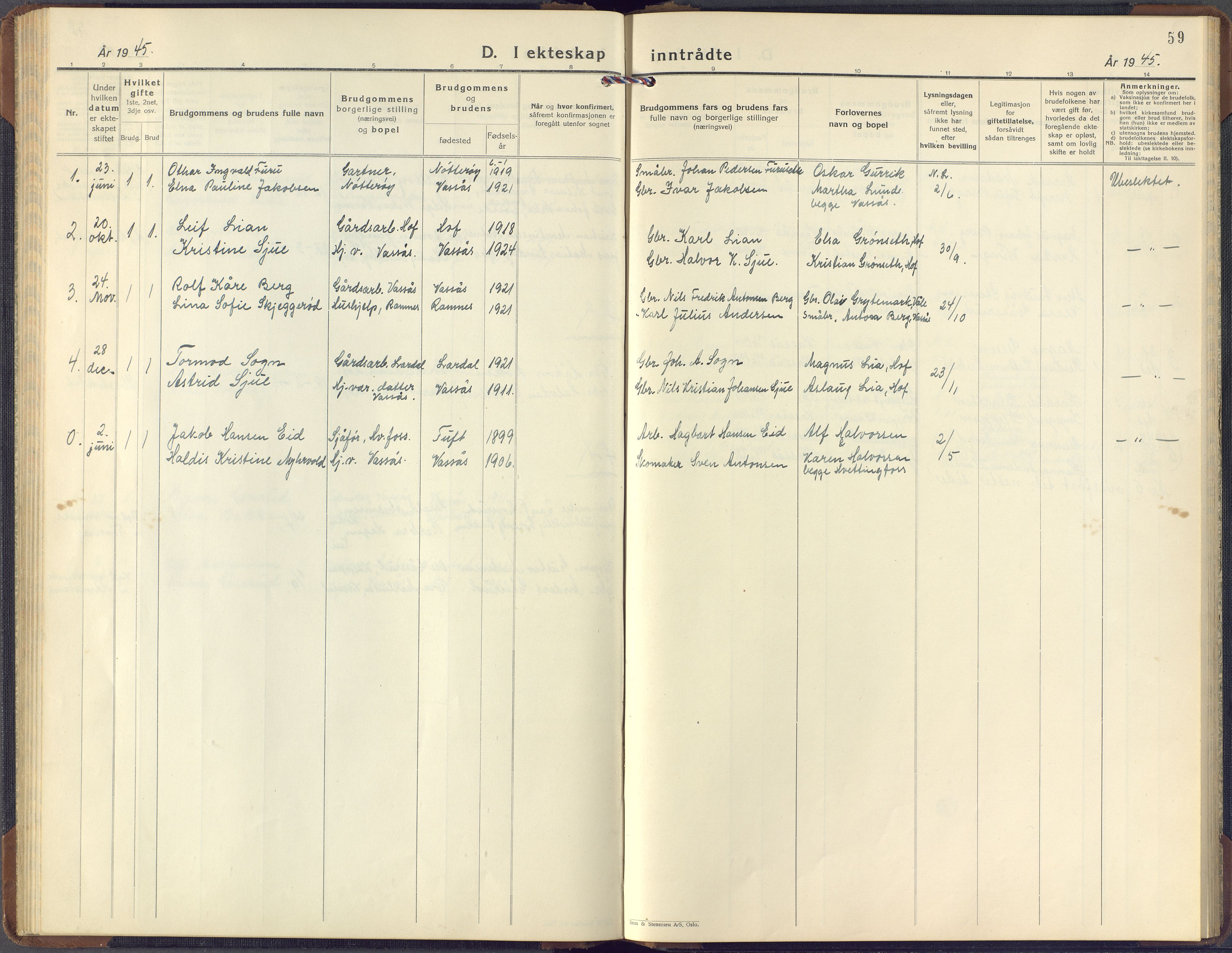 Hof kirkebøker, SAKO/A-64/F/Fb/L0002: Ministerialbok nr. II 2, 1932-1959, s. 59