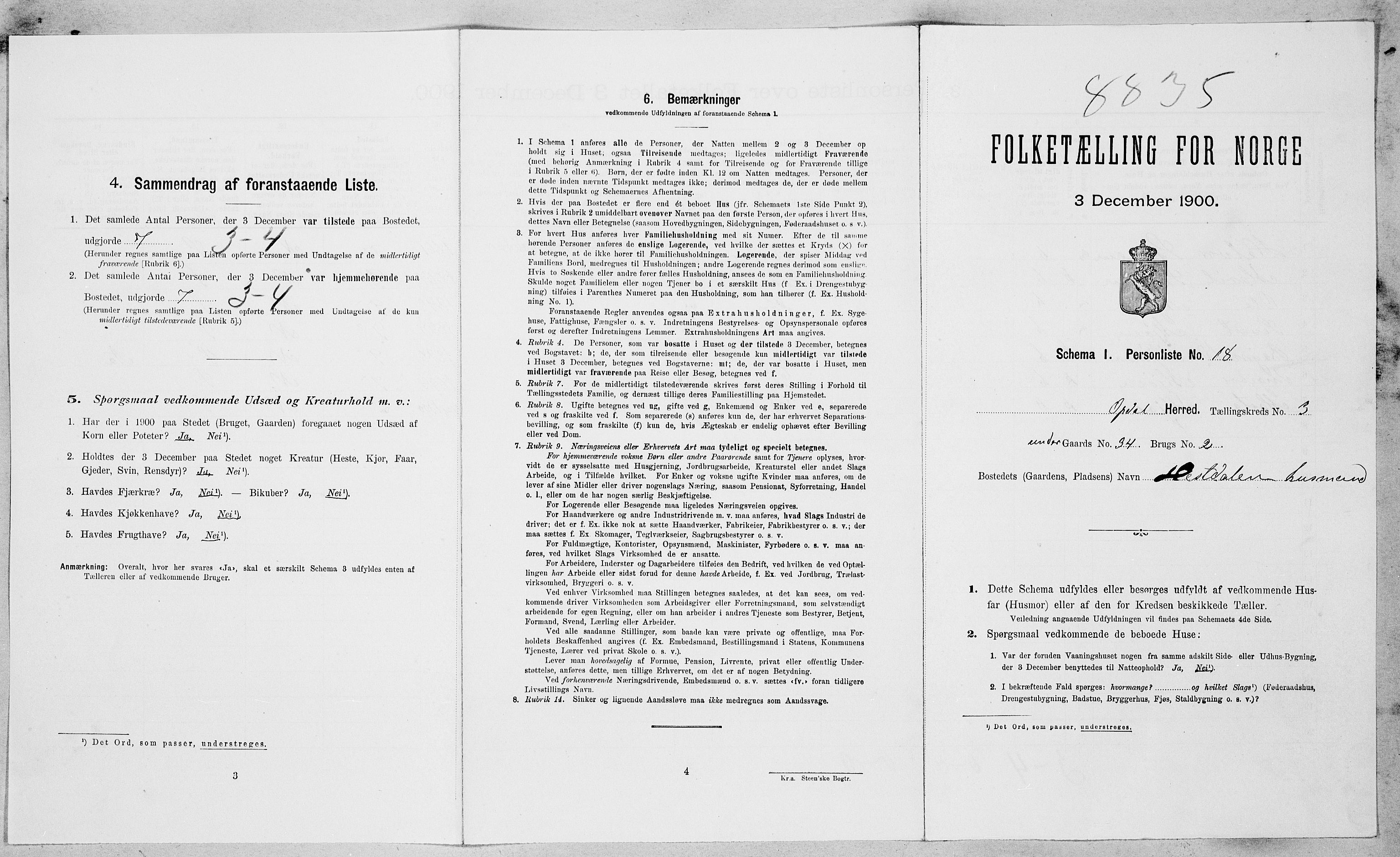 SAT, Folketelling 1900 for 1634 Oppdal herred, 1900, s. 332