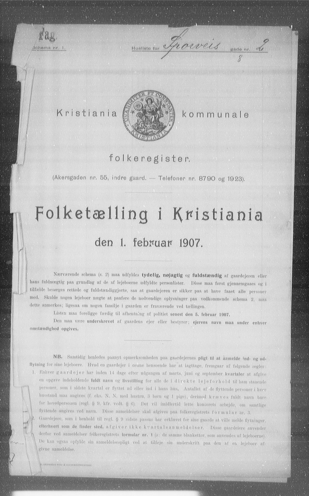 OBA, Kommunal folketelling 1.2.1907 for Kristiania kjøpstad, 1907, s. 51219