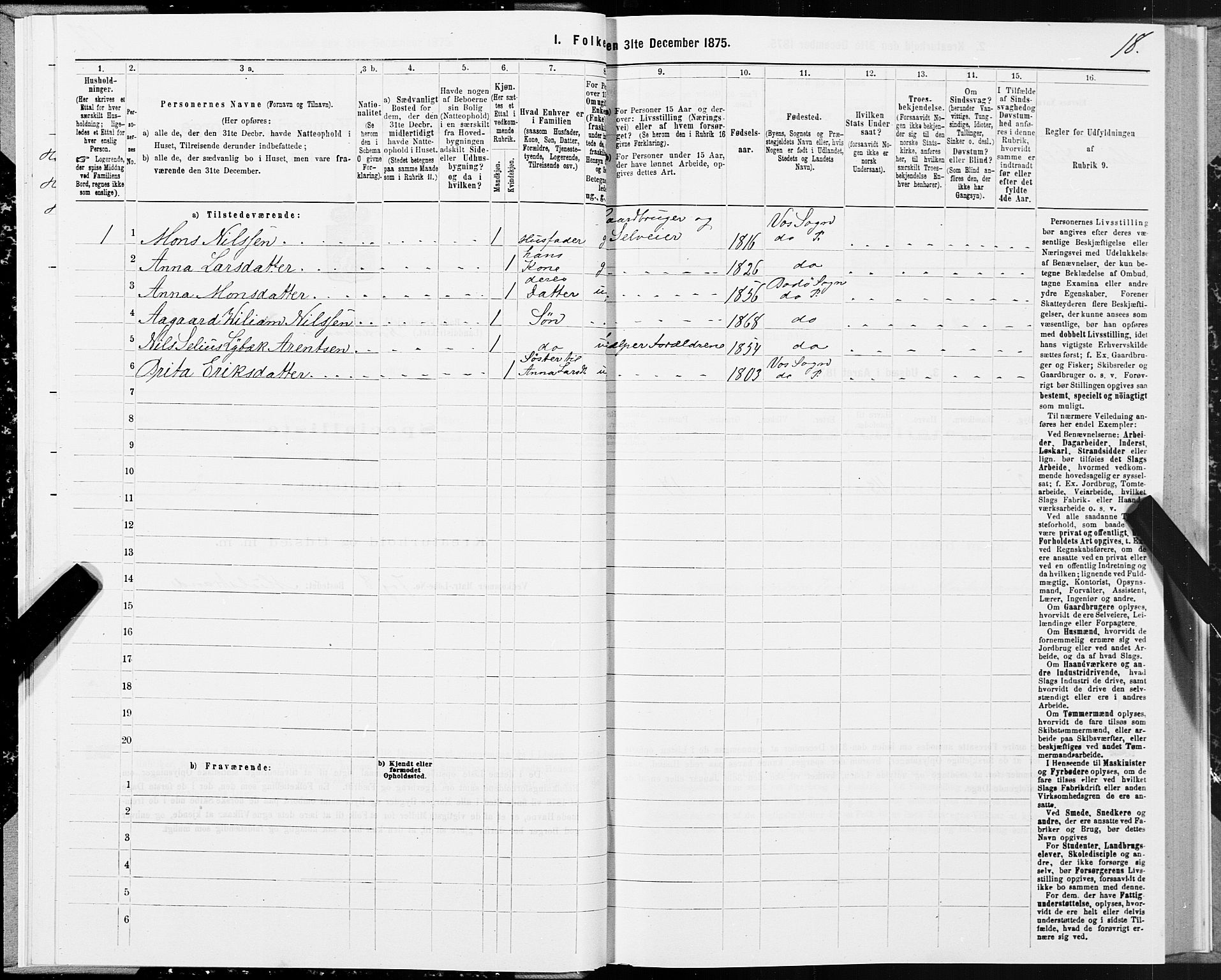 SAT, Folketelling 1875 for 1843L Bodø prestegjeld, Bodø landsokn, 1875, s. 1018