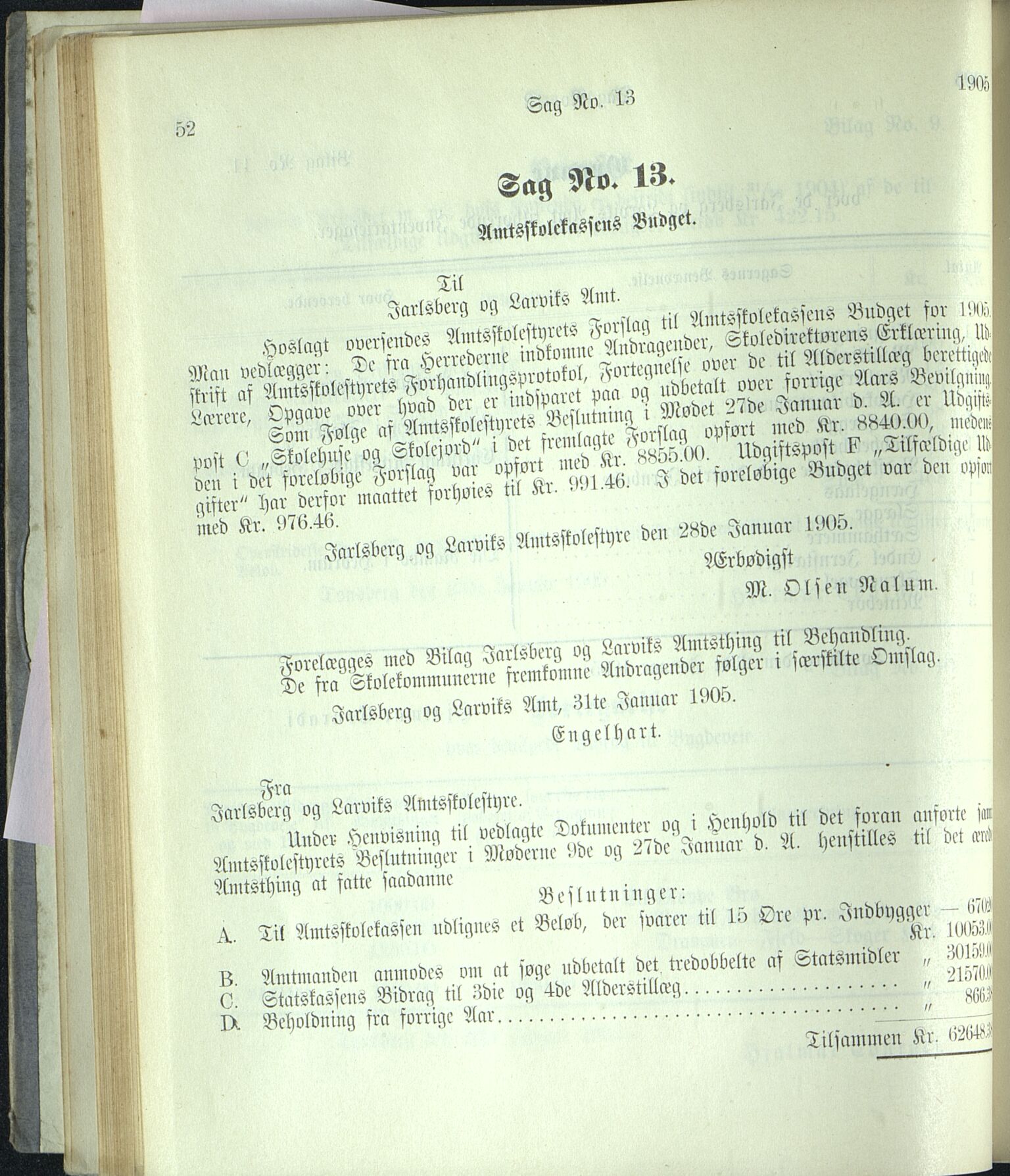 Vestfold fylkeskommune. Fylkestinget, VEMU/A-1315/A/Ab/Abb/L0052: Fylkestingsforhandlinger, 1905, s. 52