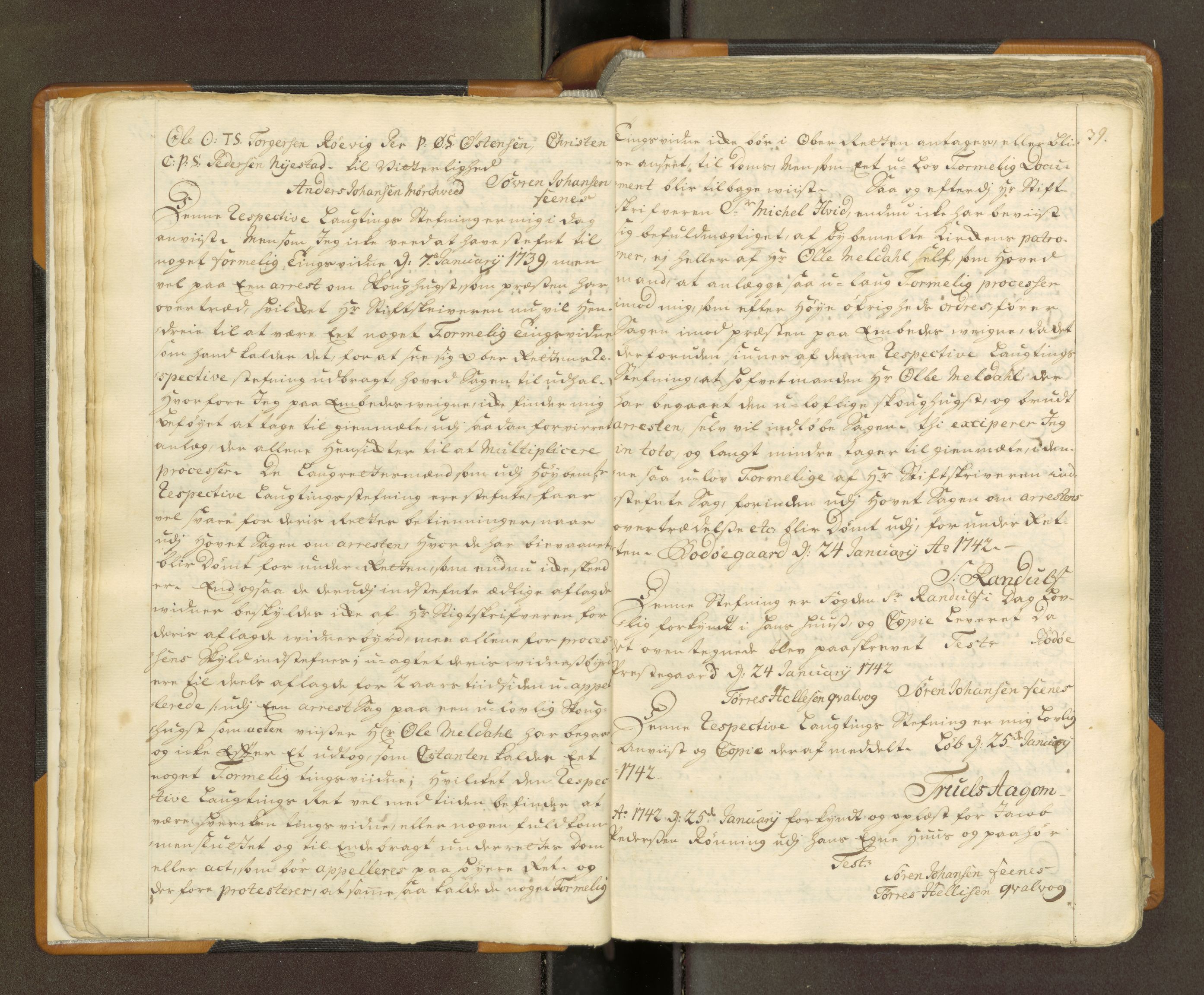 Nordland og Finnmarks lagstol, AV/SAT-A-5608/X/L0010: Domkopibok/justisprotokoll, 1742-1743, s. 38-39
