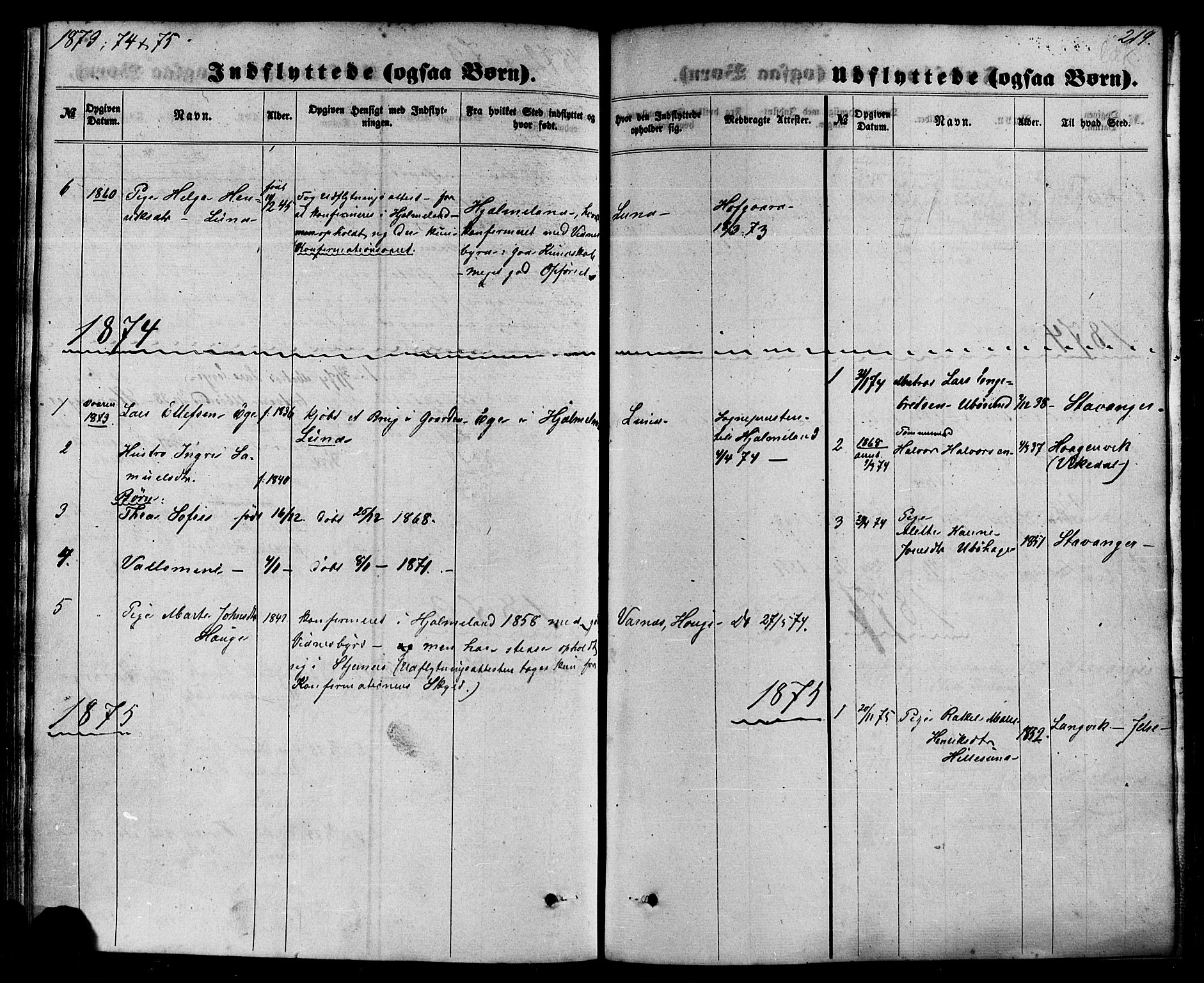 Nedstrand sokneprestkontor, SAST/A-101841/01/IV: Ministerialbok nr. A 10, 1861-1887, s. 219