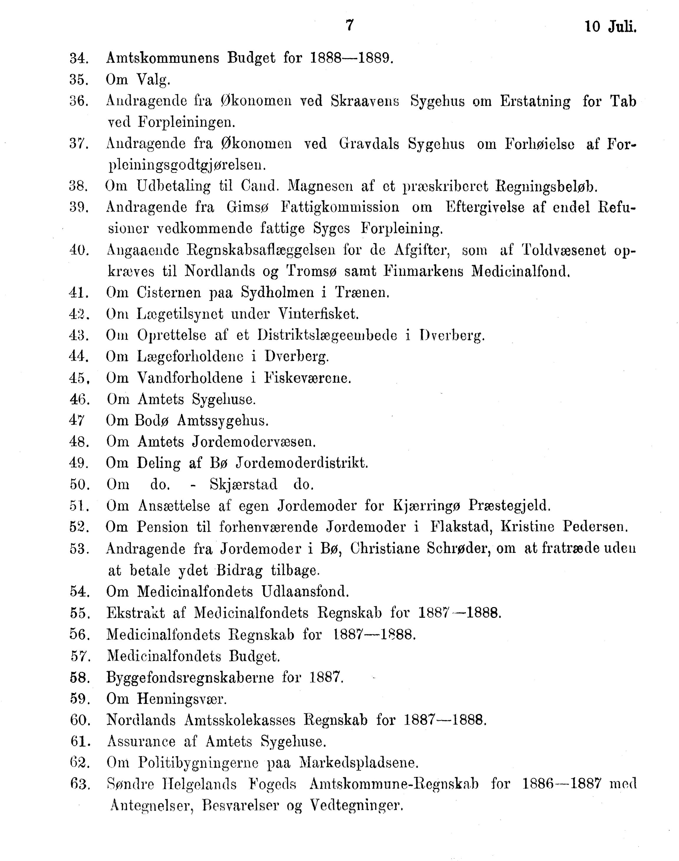 Nordland Fylkeskommune. Fylkestinget, AIN/NFK-17/176/A/Ac/L0015: Fylkestingsforhandlinger 1886-1890, 1886-1890