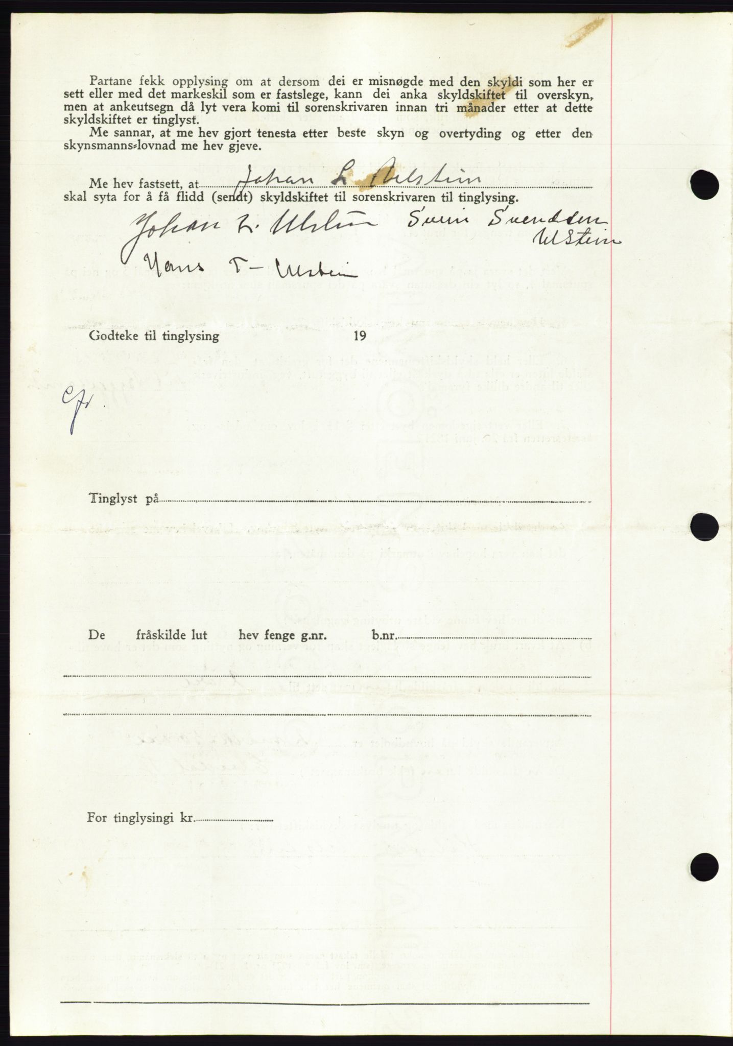 Søre Sunnmøre sorenskriveri, AV/SAT-A-4122/1/2/2C/L0078: Pantebok nr. 4A, 1946-1946, Dagboknr: 726/1946