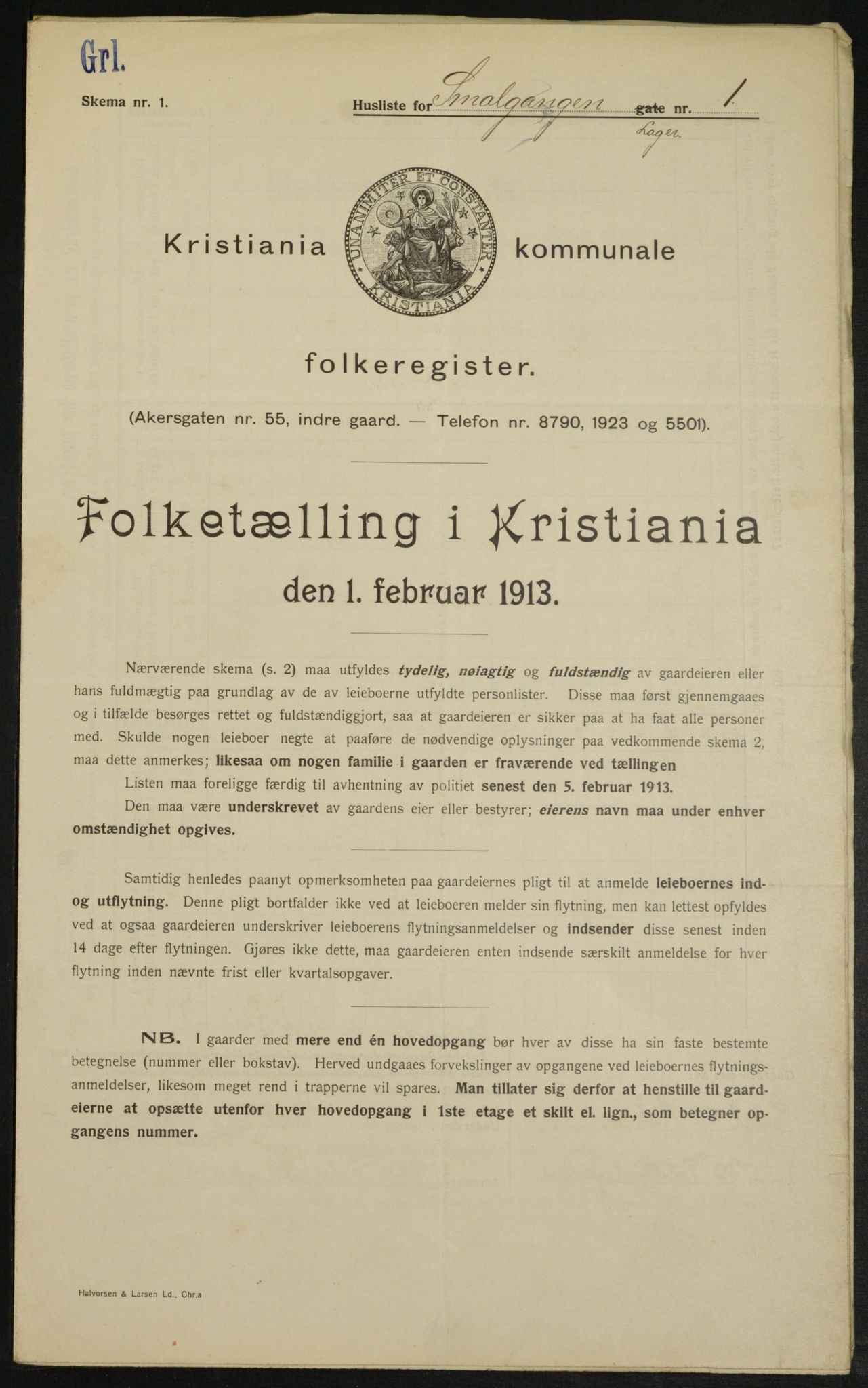 OBA, Kommunal folketelling 1.2.1913 for Kristiania, 1913, s. 96993