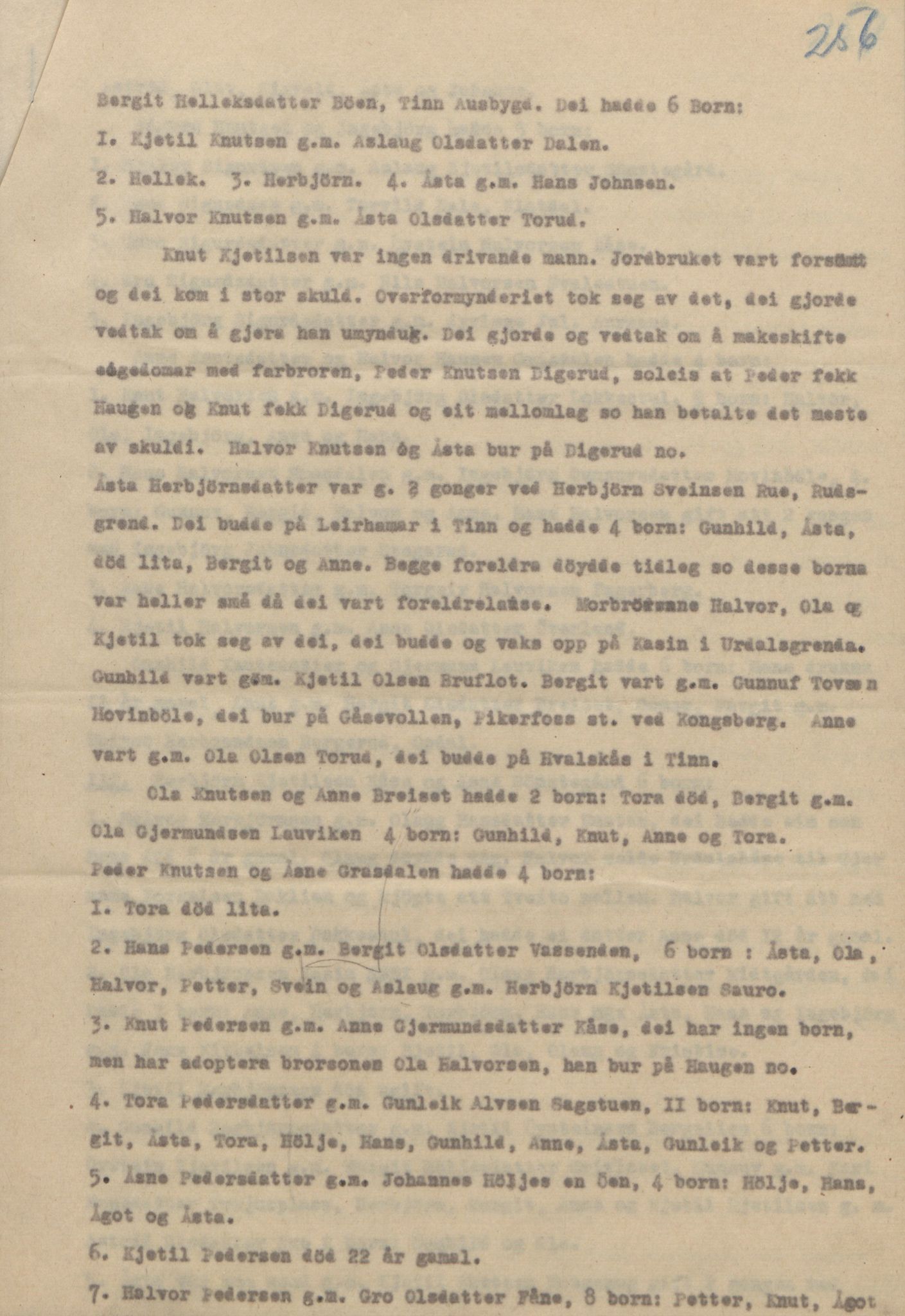 Rikard Berge, TEMU/TGM-A-1003/F/L0013/0003: 451-470 / 453 Mesteparten avskrift av ymse dokument, rettsprotokollar m.m., 1931-1933, s. 256