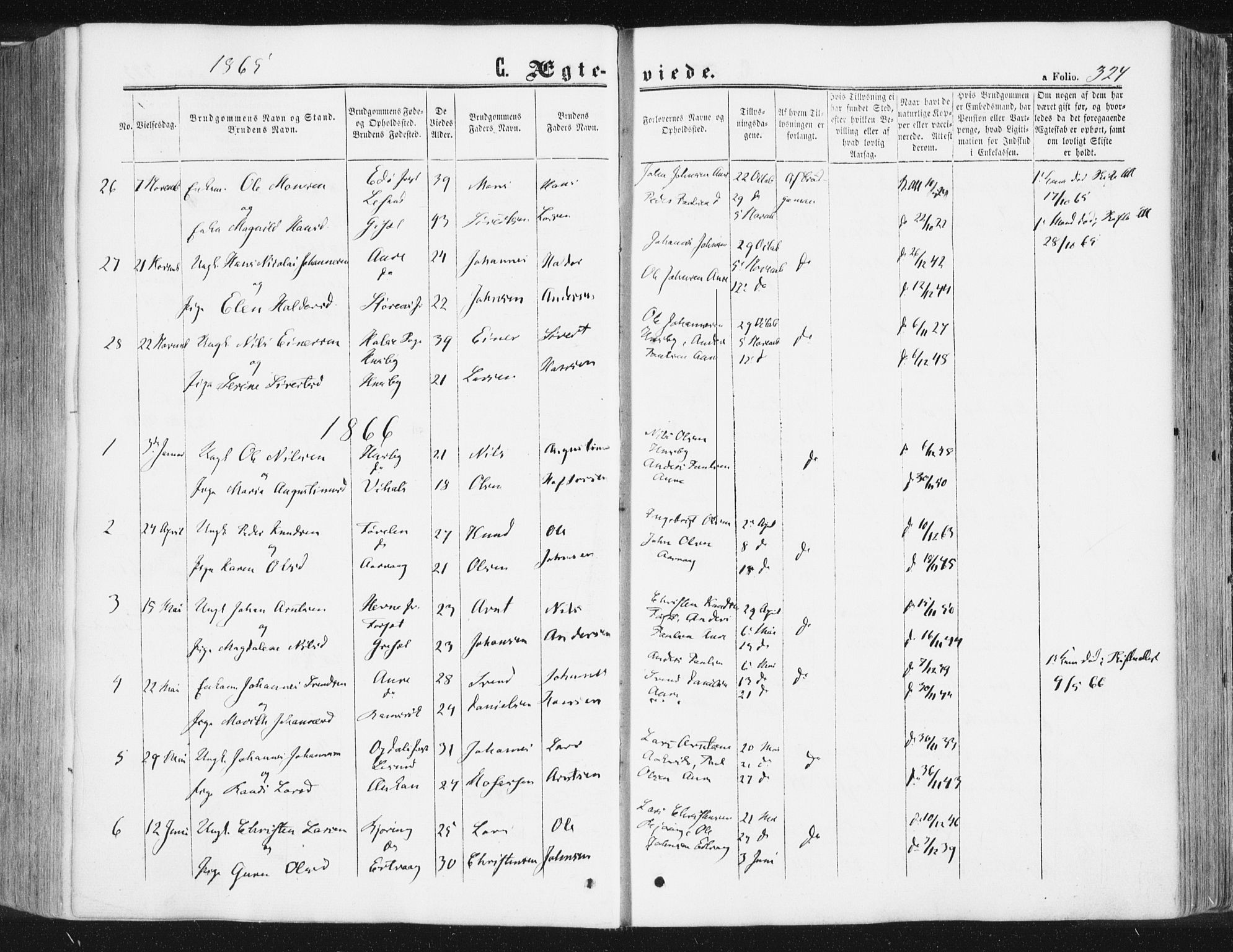 Ministerialprotokoller, klokkerbøker og fødselsregistre - Møre og Romsdal, SAT/A-1454/578/L0905: Ministerialbok nr. 578A04, 1859-1877, s. 324