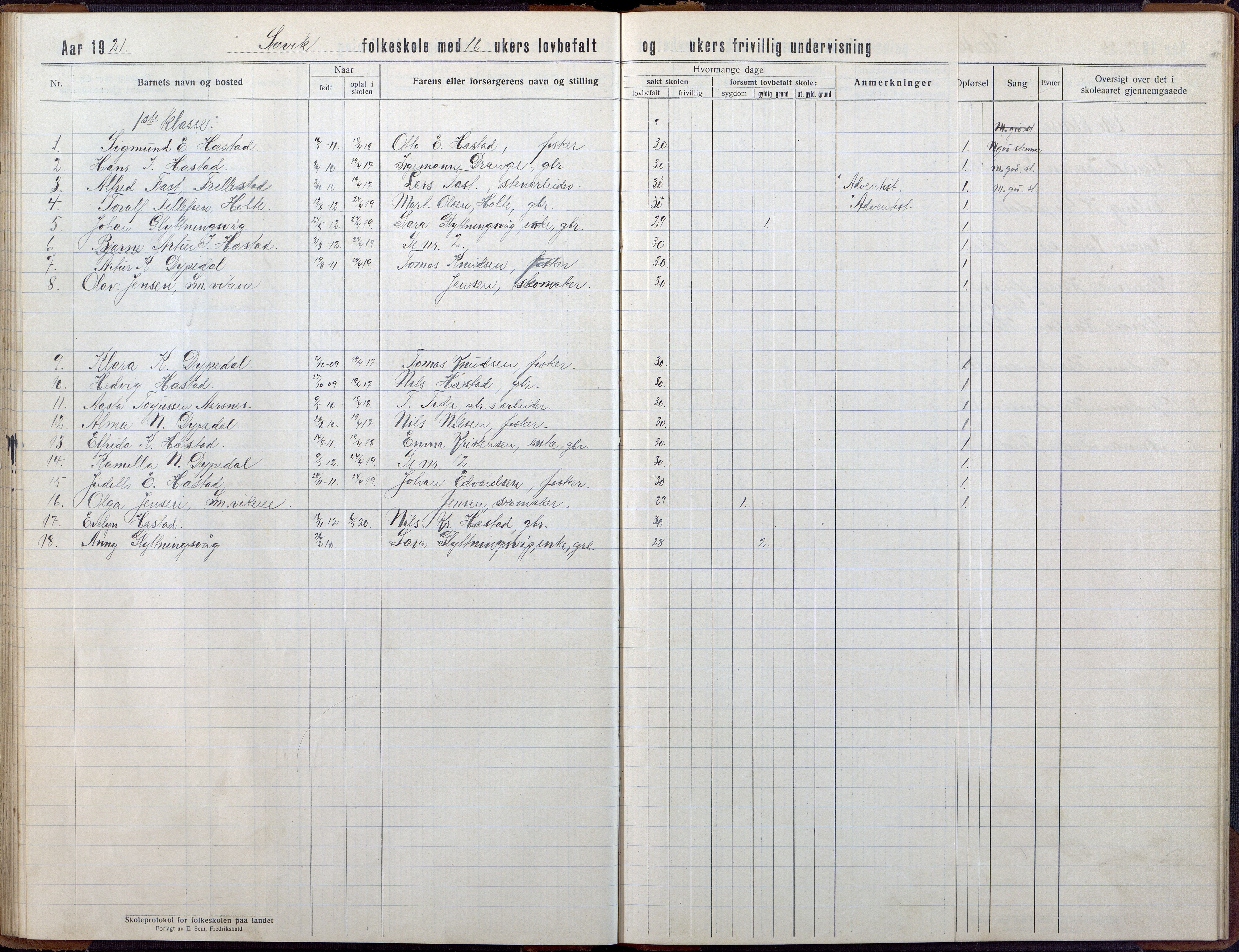 Høvåg kommune, AAKS/KA0927-PK/2/2/L0056: Kvåse, Sevik, Hæstad og Ytre Årsnes - Skoleprotokoll (Sevik, Hæstad), 1914-1944