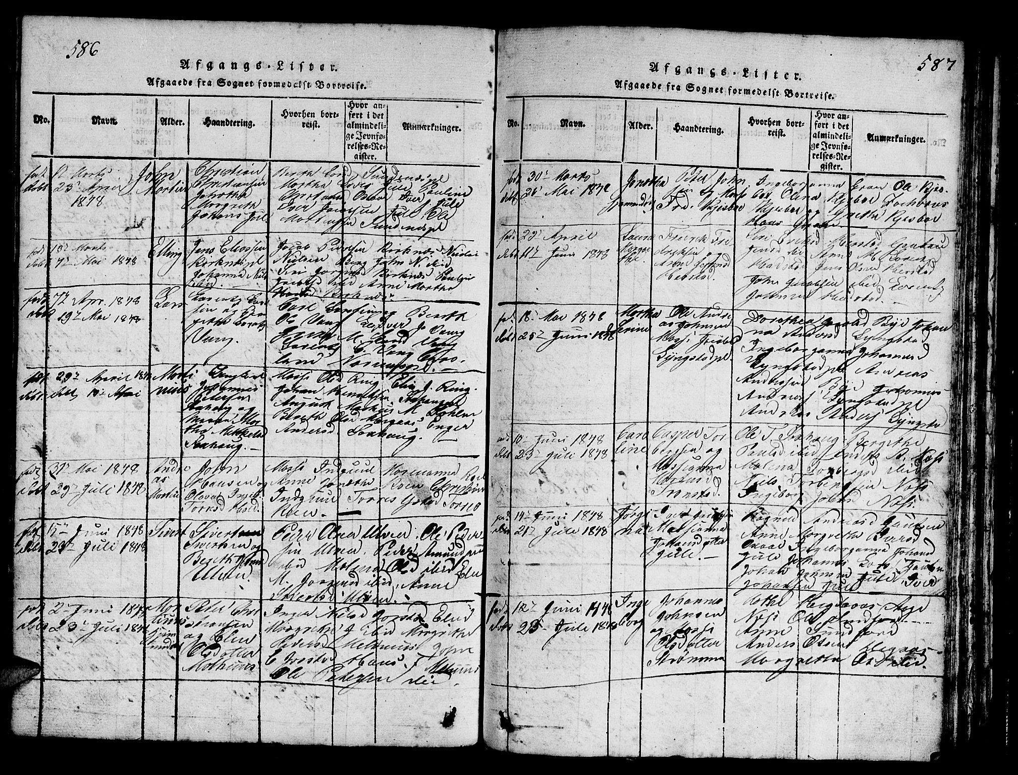 Ministerialprotokoller, klokkerbøker og fødselsregistre - Nord-Trøndelag, SAT/A-1458/730/L0298: Klokkerbok nr. 730C01, 1816-1849, s. 586-587
