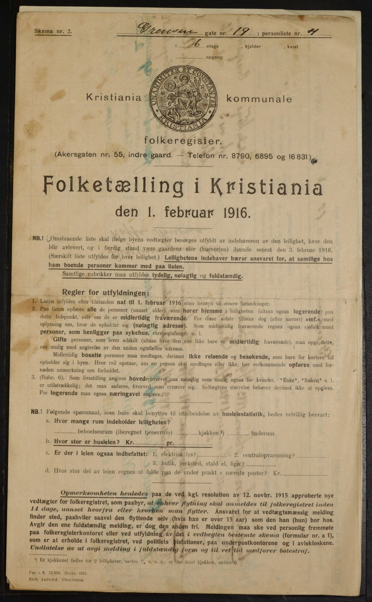 OBA, Kommunal folketelling 1.2.1916 for Kristiania, 1916, s. 30433