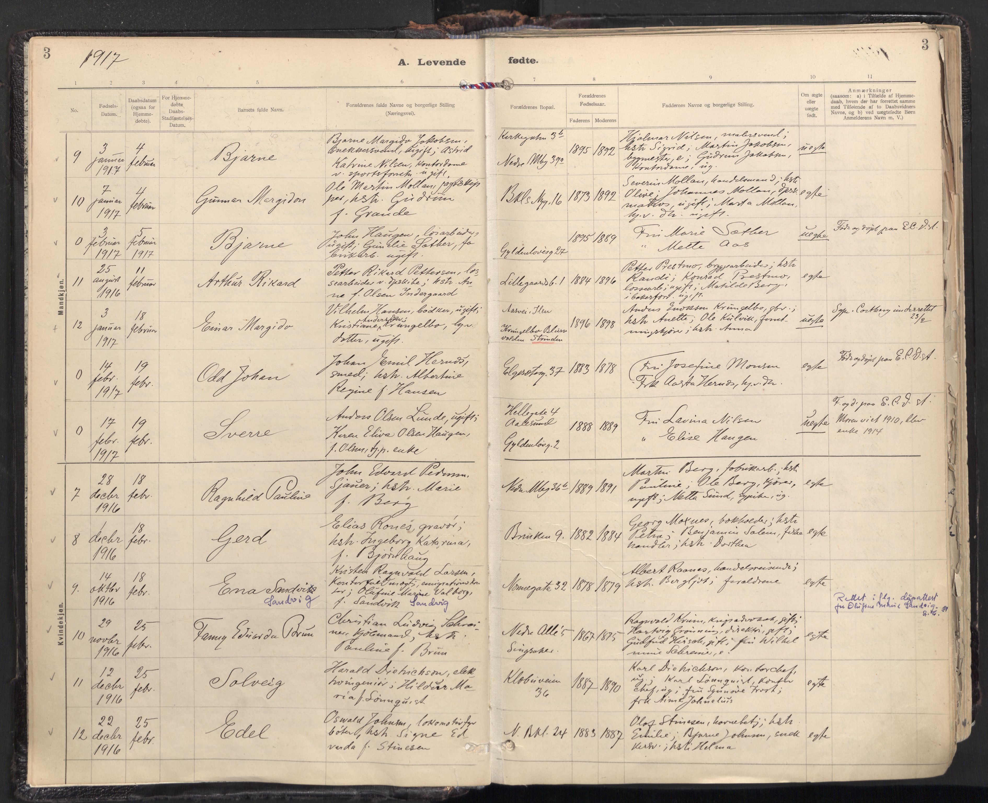 Ministerialprotokoller, klokkerbøker og fødselsregistre - Sør-Trøndelag, SAT/A-1456/604/L0205: Ministerialbok nr. 604A25, 1917-1932, s. 3