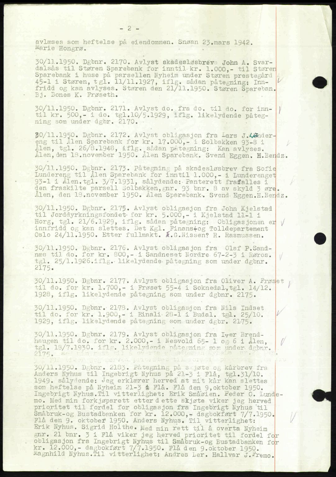 Gauldal sorenskriveri, SAT/A-0014/1/2/2C: Pantebok nr. A11, 1950-1950, Dagboknr: 2170/1950