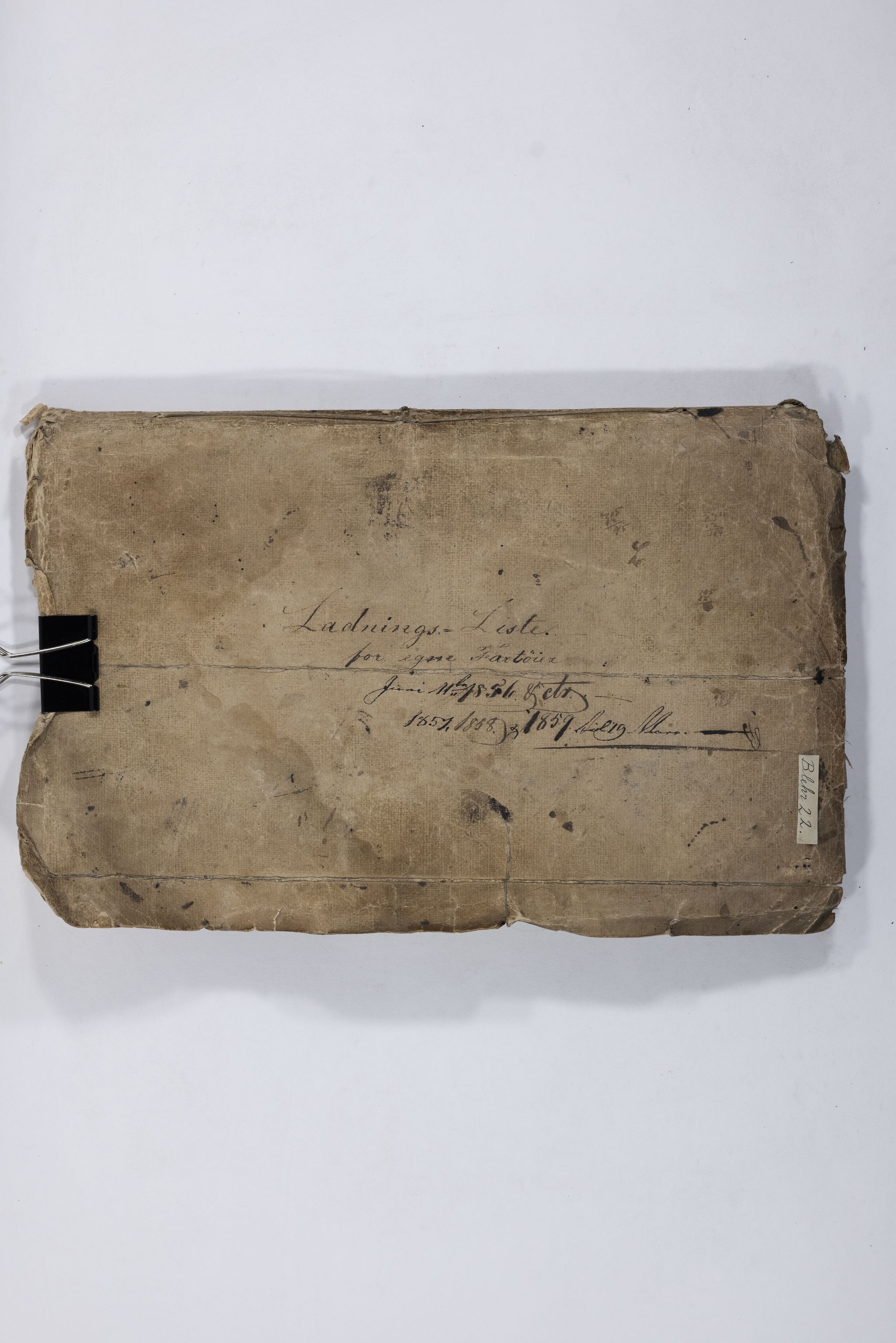 Blehr/ Kjellestad, TEMU/TGM-A-1212/E/Eb/L0007: Ladnings Liste for egne fartøier, 1856-1859, s. 1