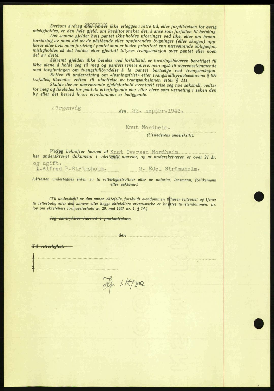 Nordmøre sorenskriveri, AV/SAT-A-4132/1/2/2Ca: Pantebok nr. B91, 1943-1944, Dagboknr: 2228/1943