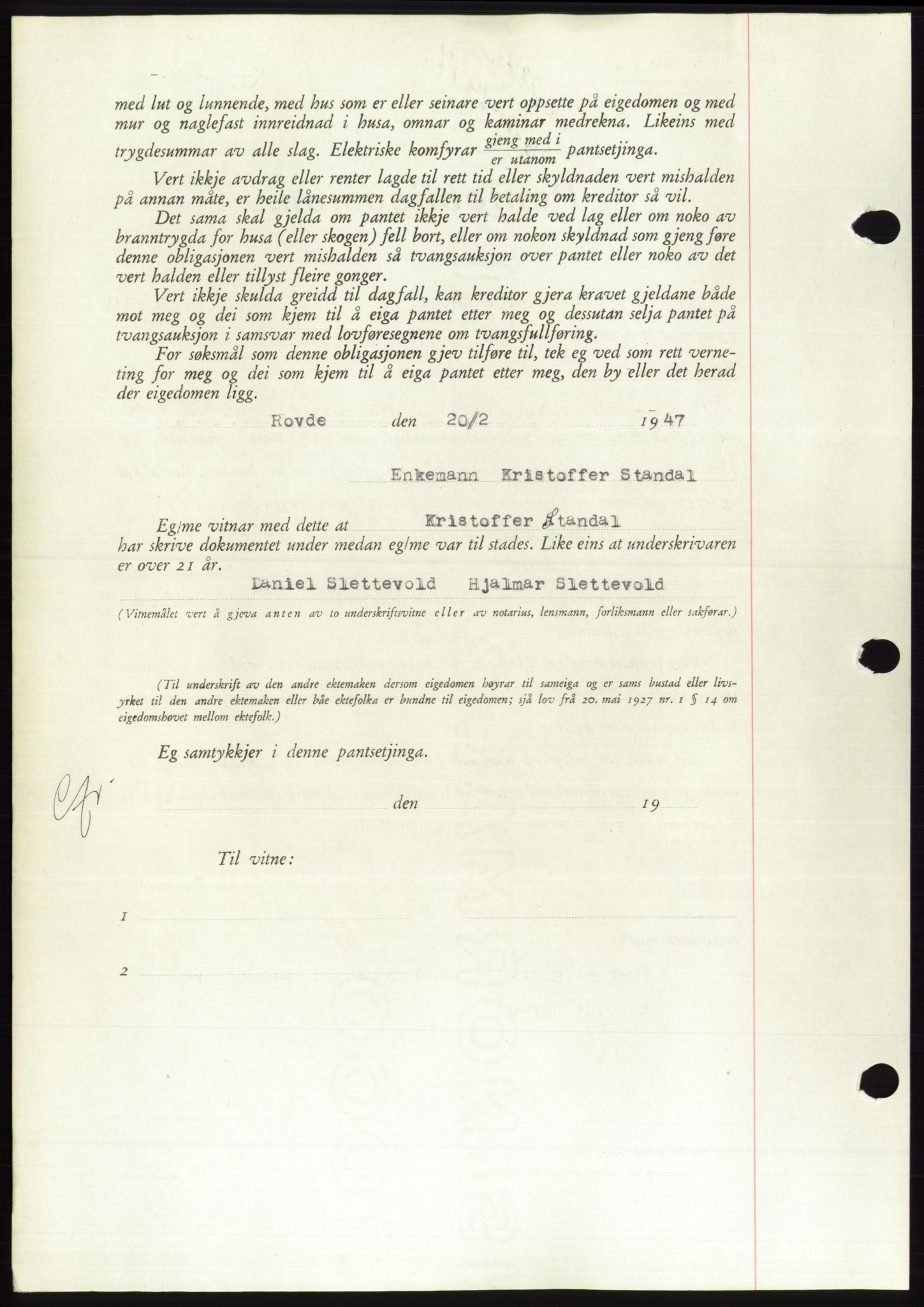 Søre Sunnmøre sorenskriveri, AV/SAT-A-4122/1/2/2C/L0114: Pantebok nr. 1-2B, 1943-1947, Dagboknr: 286/1947