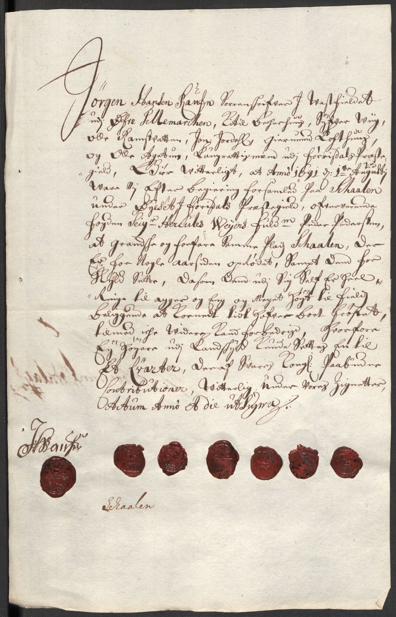 Rentekammeret inntil 1814, Reviderte regnskaper, Fogderegnskap, AV/RA-EA-4092/R35/L2089: Fogderegnskap Øvre og Nedre Telemark, 1690-1692, s. 169