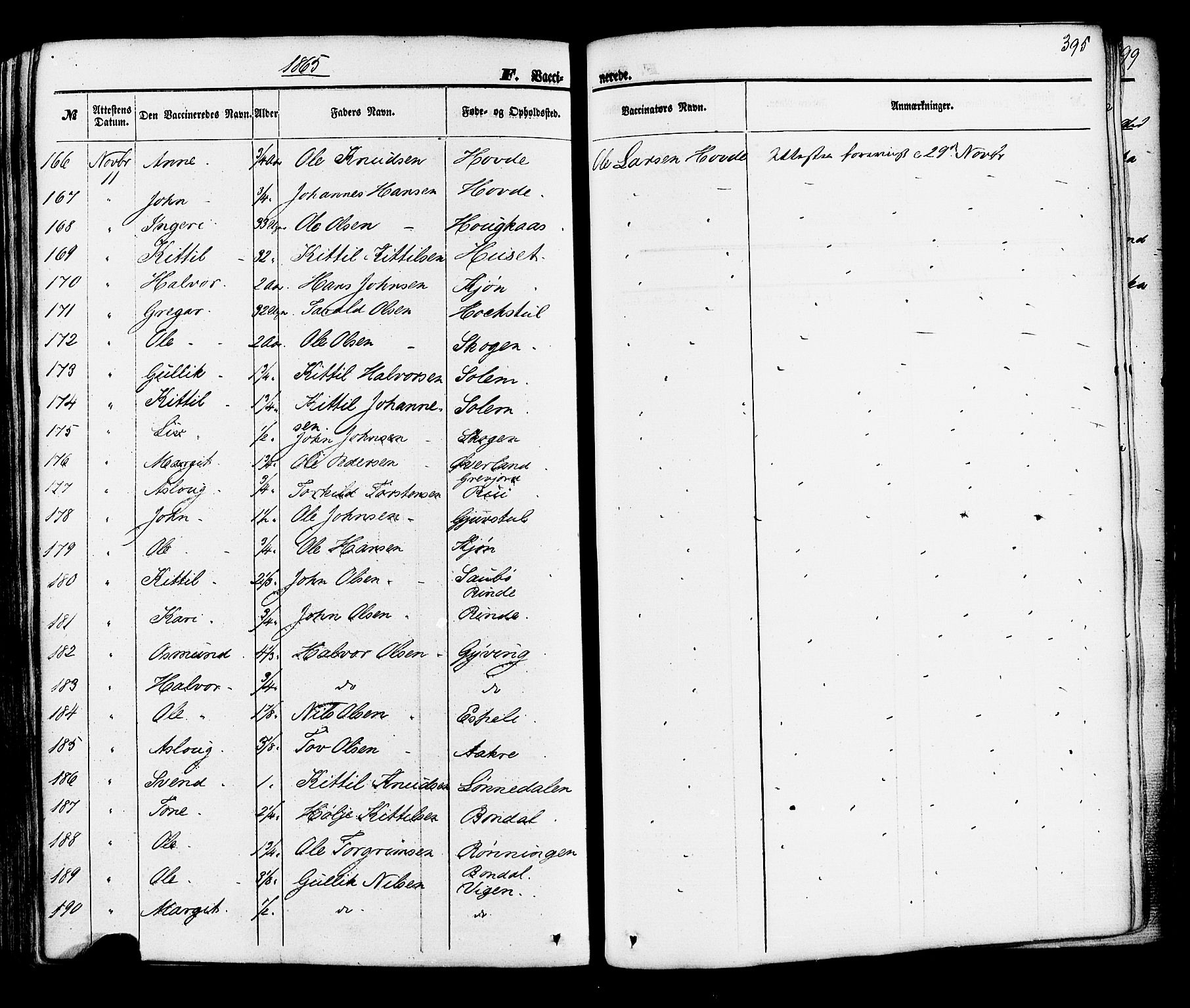 Hjartdal kirkebøker, AV/SAKO-A-270/F/Fa/L0009: Ministerialbok nr. I 9, 1860-1879, s. 395