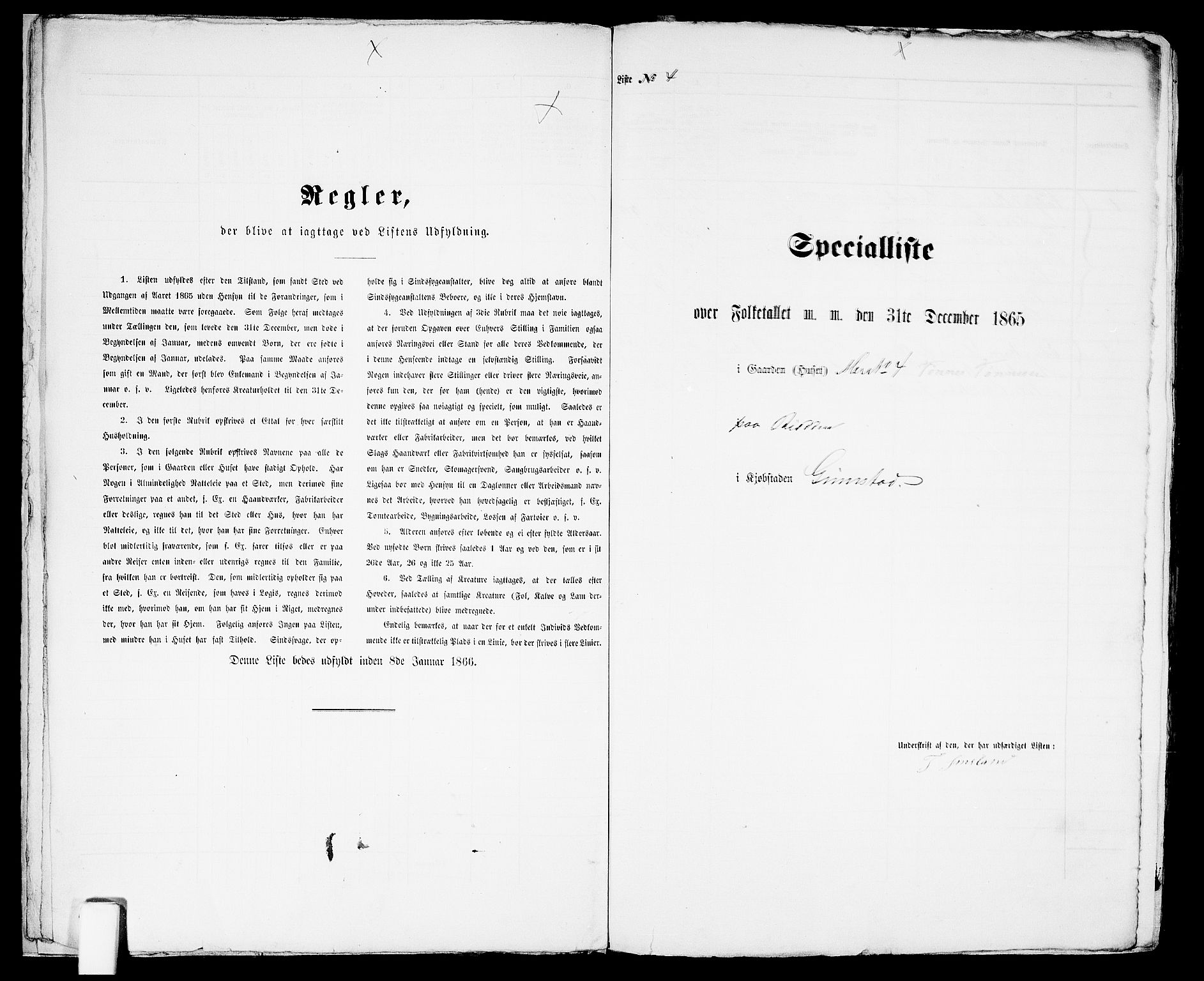RA, Folketelling 1865 for 0904B Fjære prestegjeld, Grimstad kjøpstad, 1865, s. 14