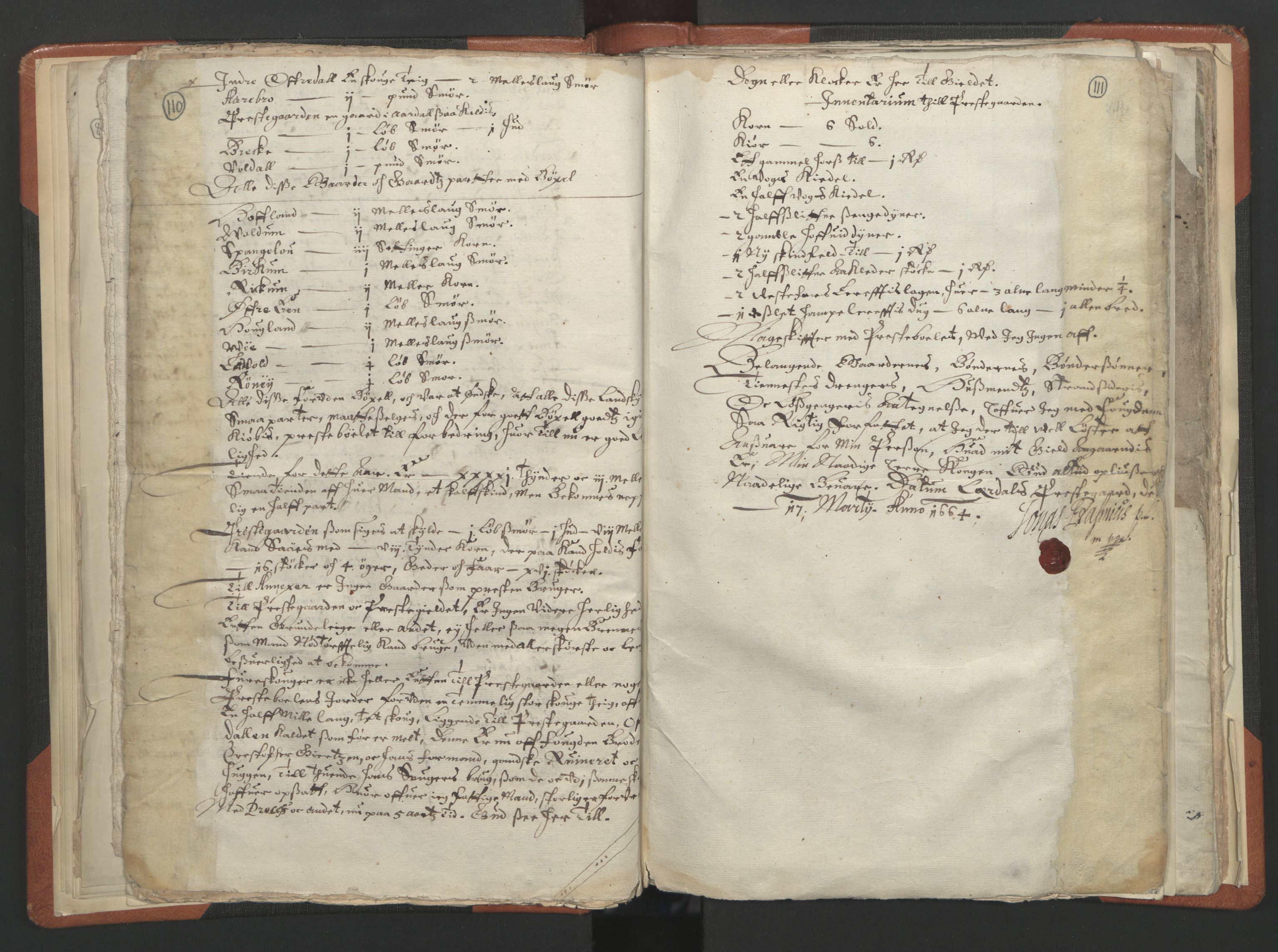 RA, Sogneprestenes manntall 1664-1666, nr. 23: Sogn prosti, 1664-1666, s. 110-111