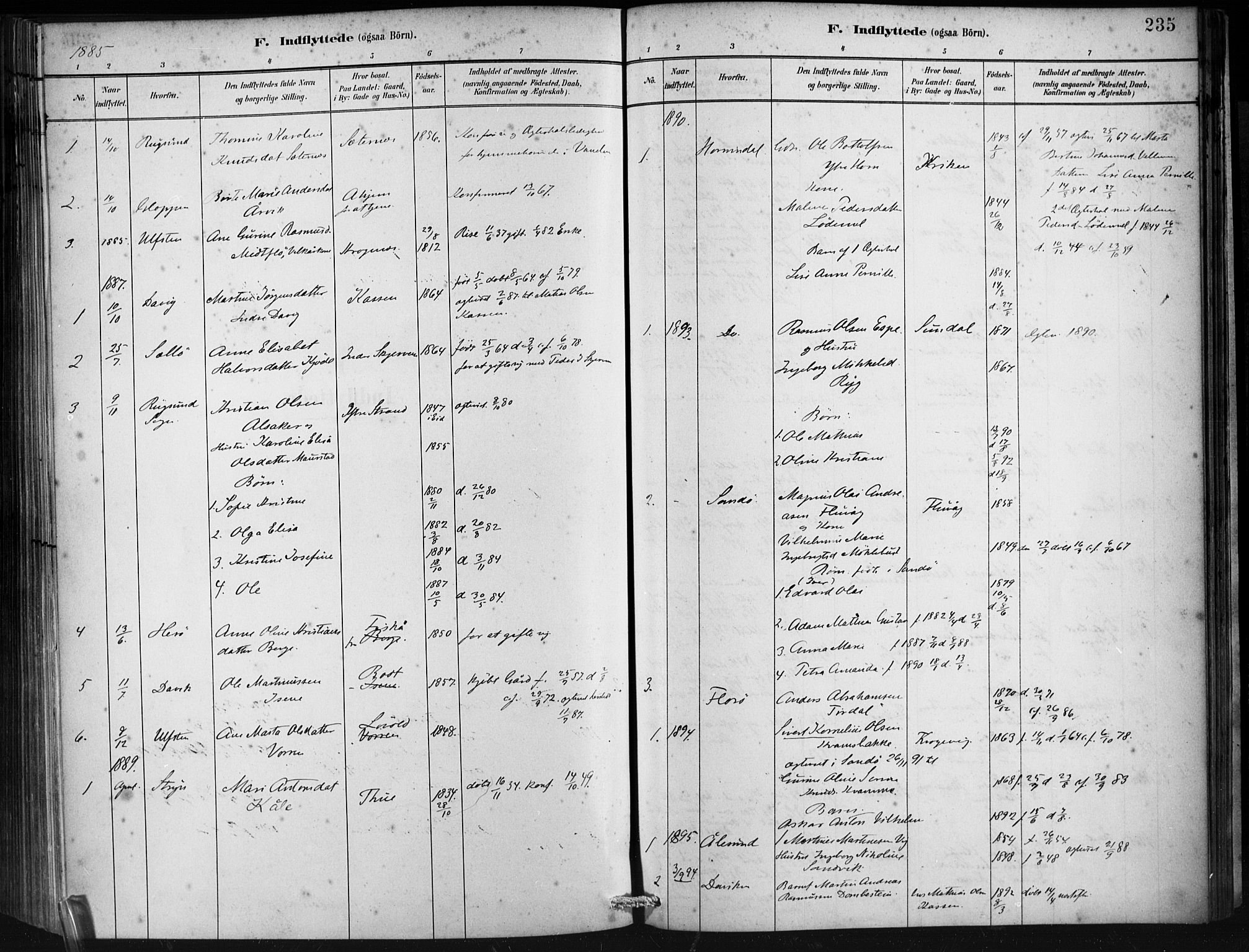 Ministerialprotokoller, klokkerbøker og fødselsregistre - Møre og Romsdal, AV/SAT-A-1454/501/L0008: Ministerialbok nr. 501A08, 1885-1901, s. 235
