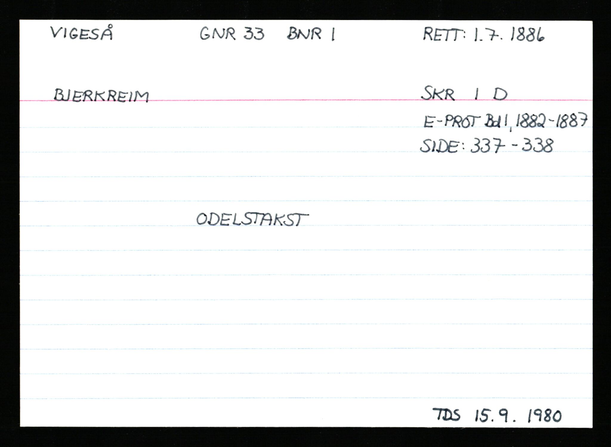 Statsarkivet i Stavanger, AV/SAST-A-101971/03/Y/Ym/L0066: Åstedskort sortert etter gårdsnavn: Veshovde - Vik, 1600-1950, s. 519