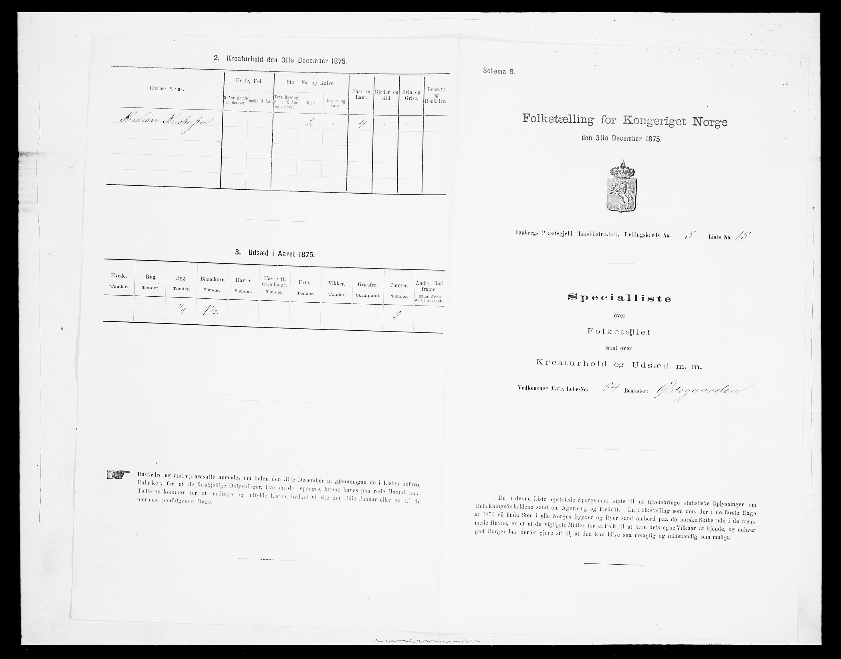 SAH, Folketelling 1875 for 0524L Fåberg prestegjeld, Fåberg sokn og Lillehammer landsokn, 1875, s. 610