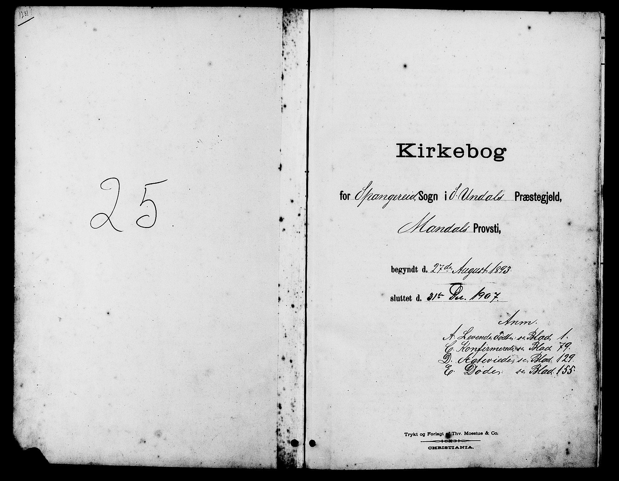 Sør-Audnedal sokneprestkontor, SAK/1111-0039/F/Fb/Fba/L0004: Klokkerbok nr. B 4, 1893-1909