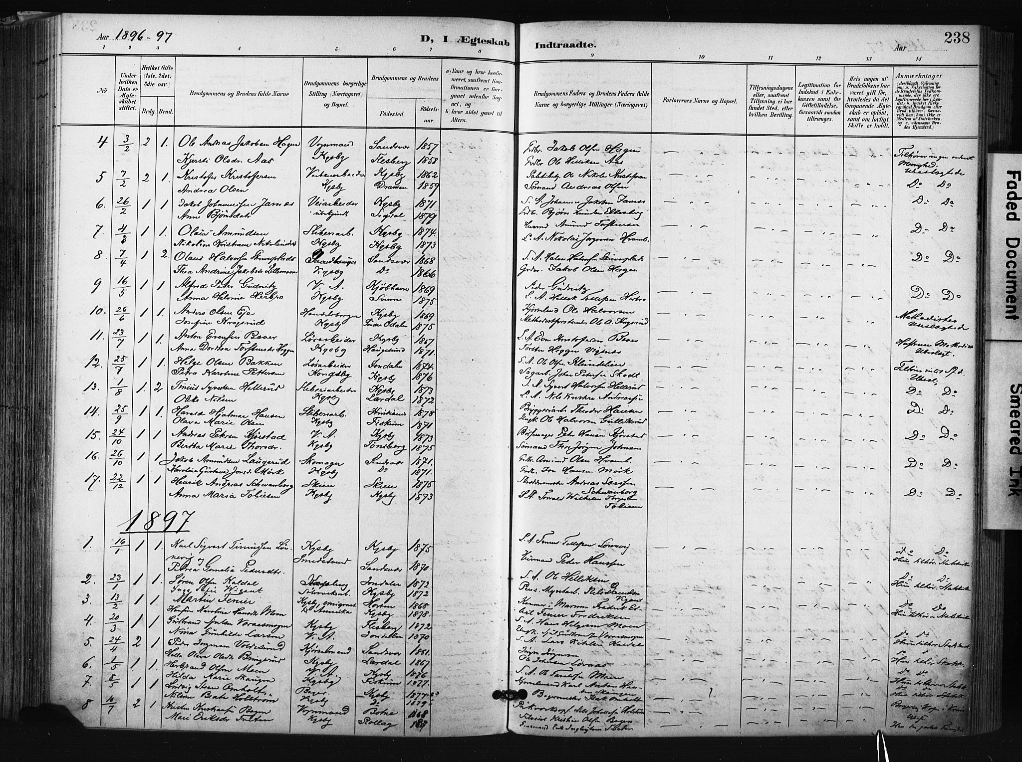 Kongsberg kirkebøker, AV/SAKO-A-22/F/Fb/L0003: Ministerialbok nr. II 3, 1896-1905, s. 238